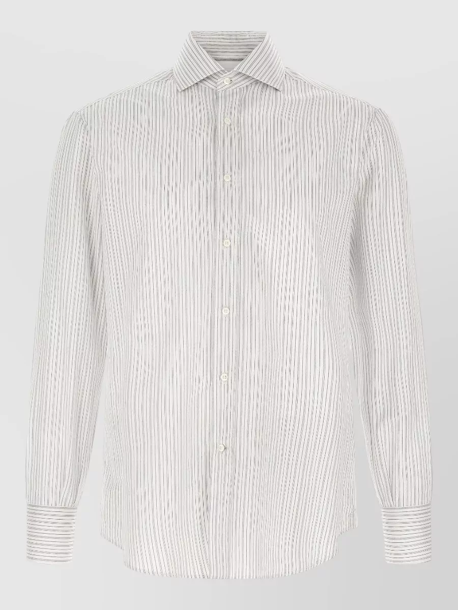 Brunello Cucinelli Striped cotton french collar shirt