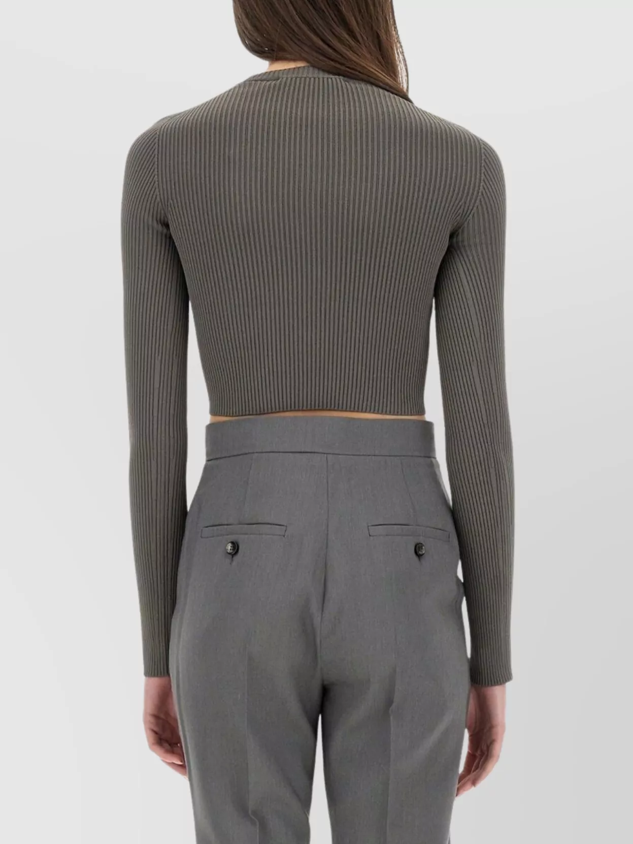 Max Mara Fitted Long Sleeve Cropped Knit Top