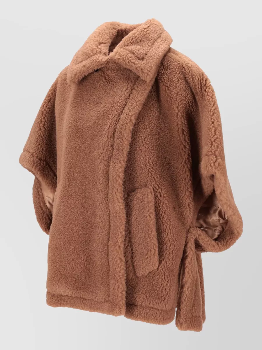 Max Mara Short Sleeve Jacket Faux Shearling Collar