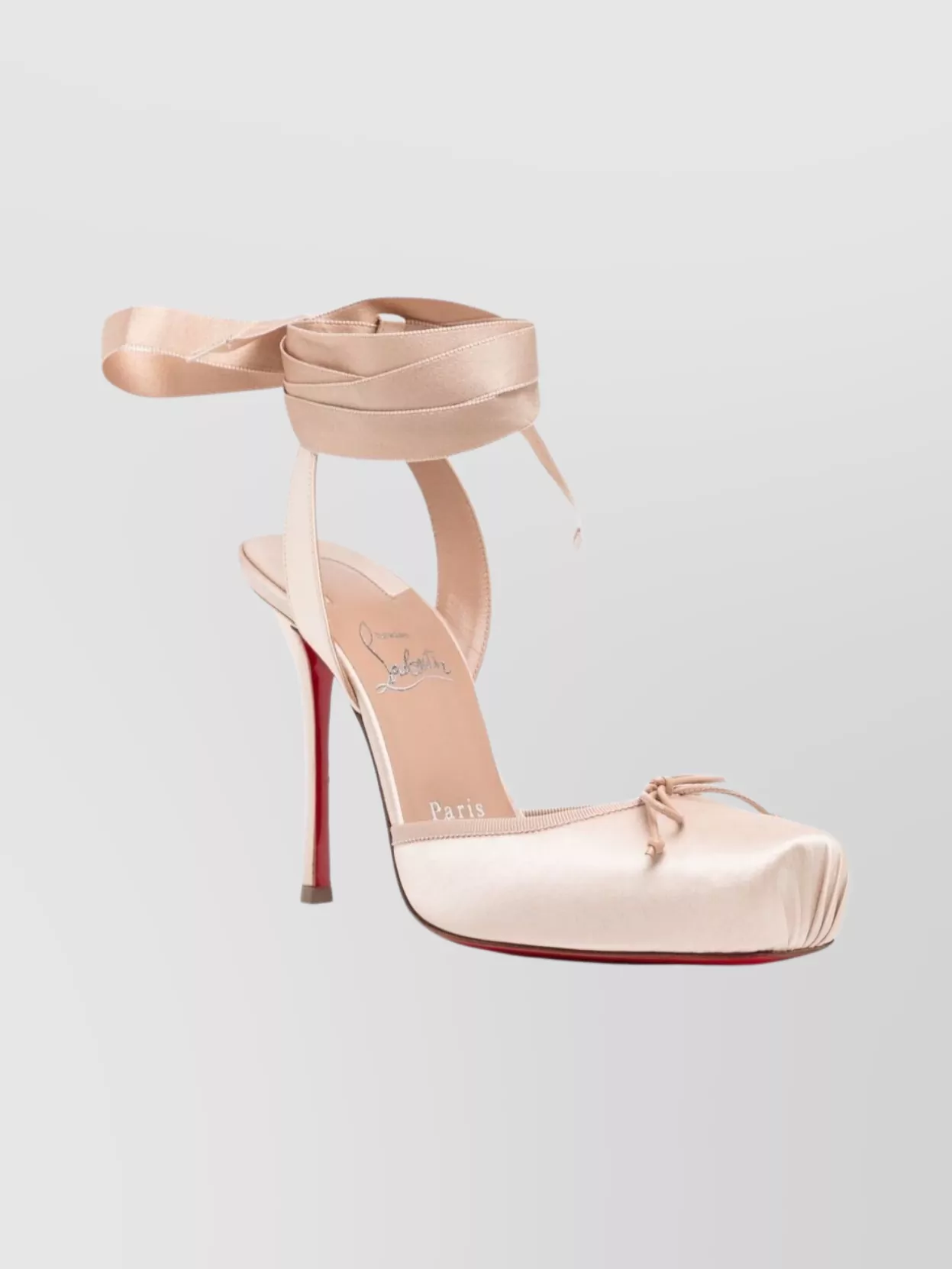 Christian Louboutin Sandals Featuring Square Toe And Bow Detail In Neutral