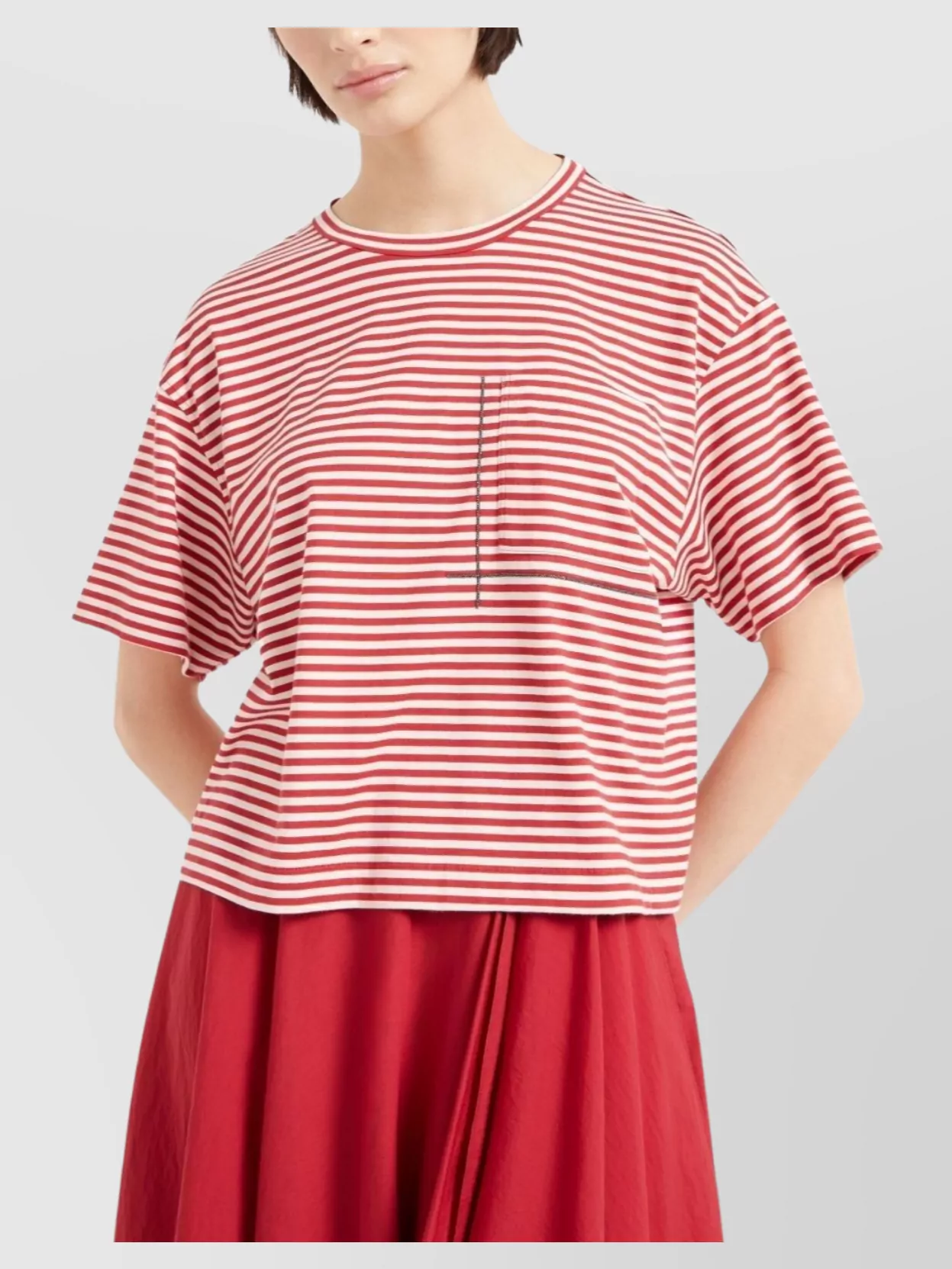 Brunello Cucinelli Striped Crew Neck Pocket T-Shirt