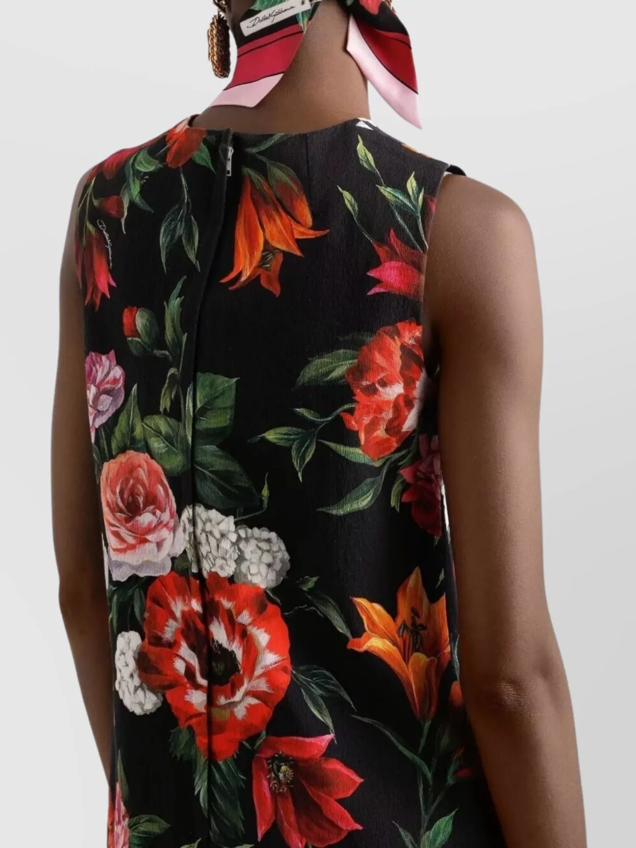 Dolce&Gabbana Floral-Pattern Mini Dress Round Neckline