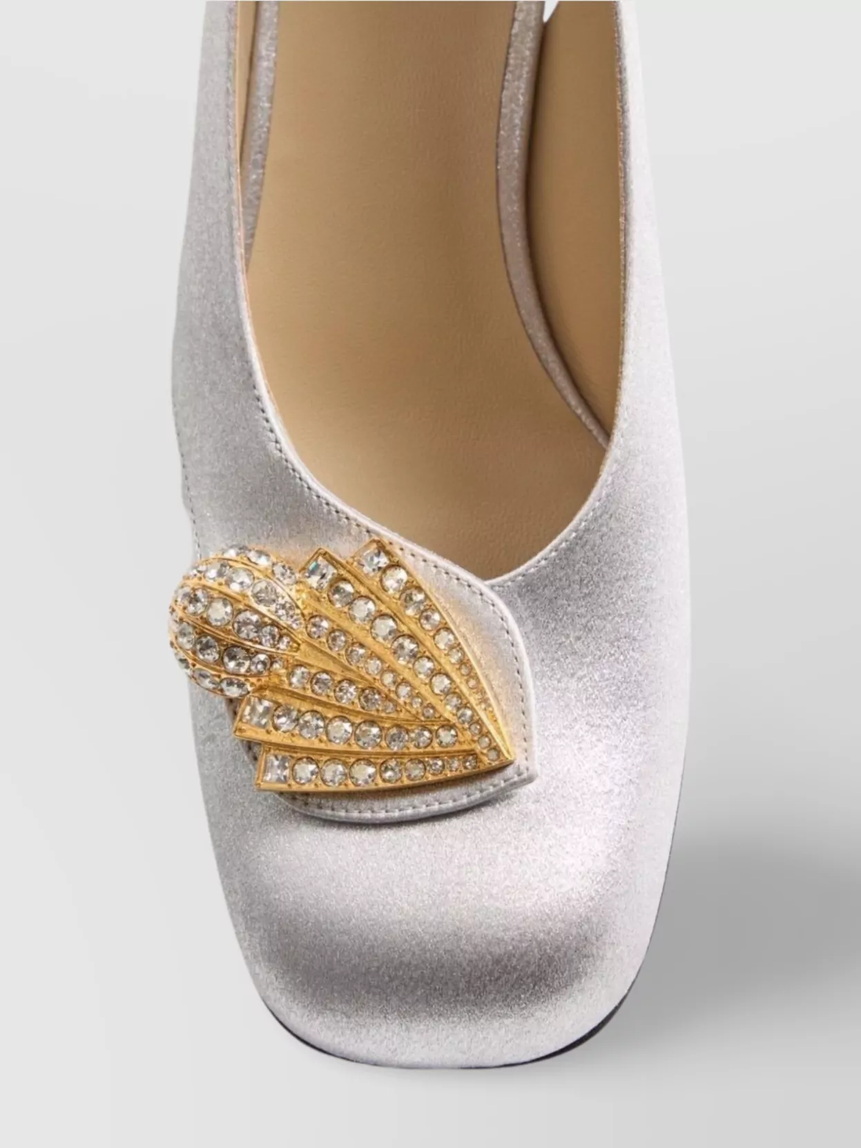 Valentino Garavani Block Heel Embellished Slingback Square Toe Pumps