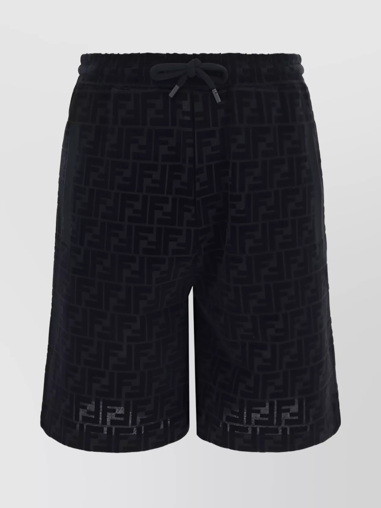 Fendi Patterned Knee-length Shorts With Front And Back Pockets In Black