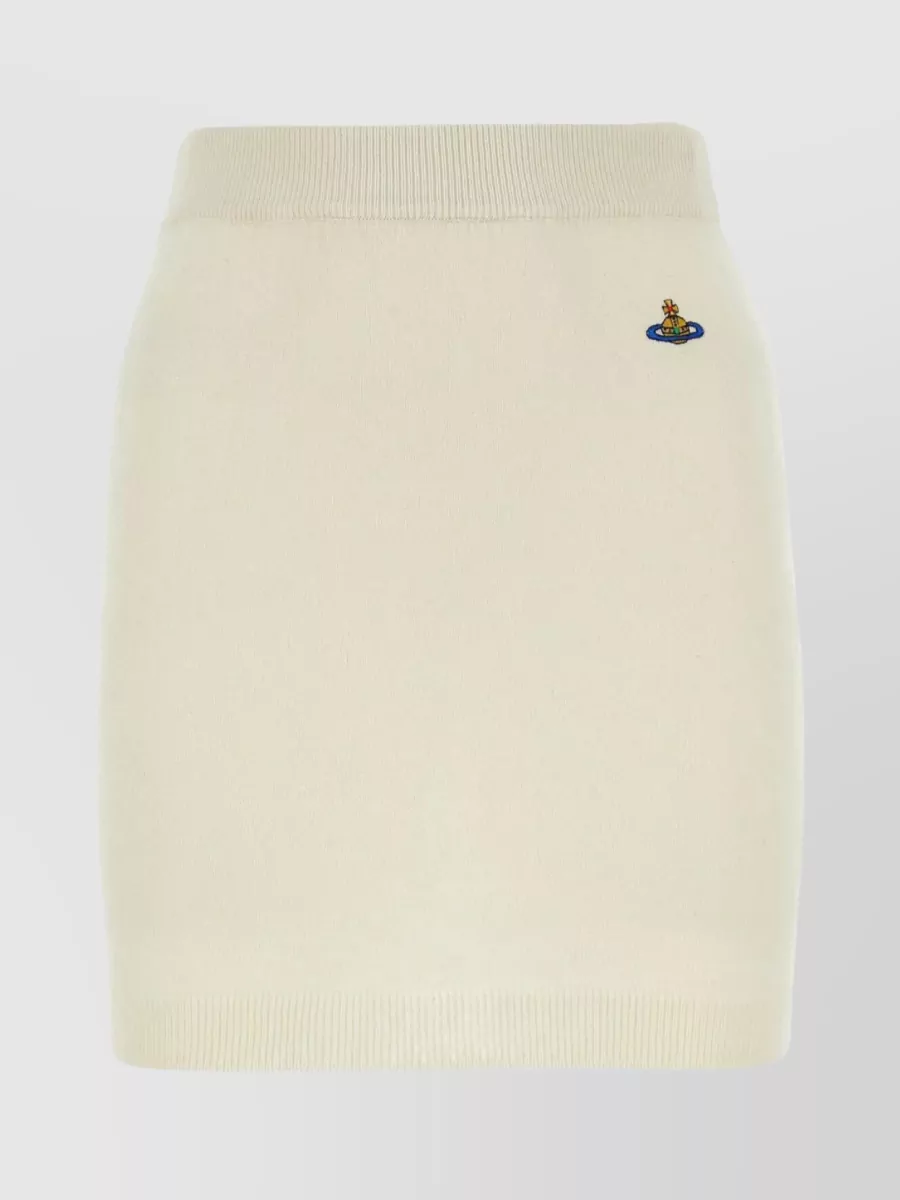 Shop Vivienne Westwood Orb Ribbed Cotton Cashmere Skirt In Cream