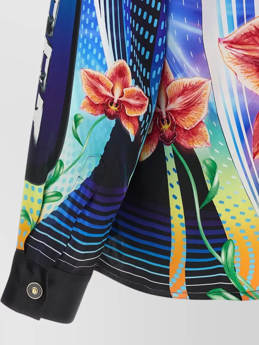 Casablanca Orchid Racer Shirt Floral Graphic Pocket