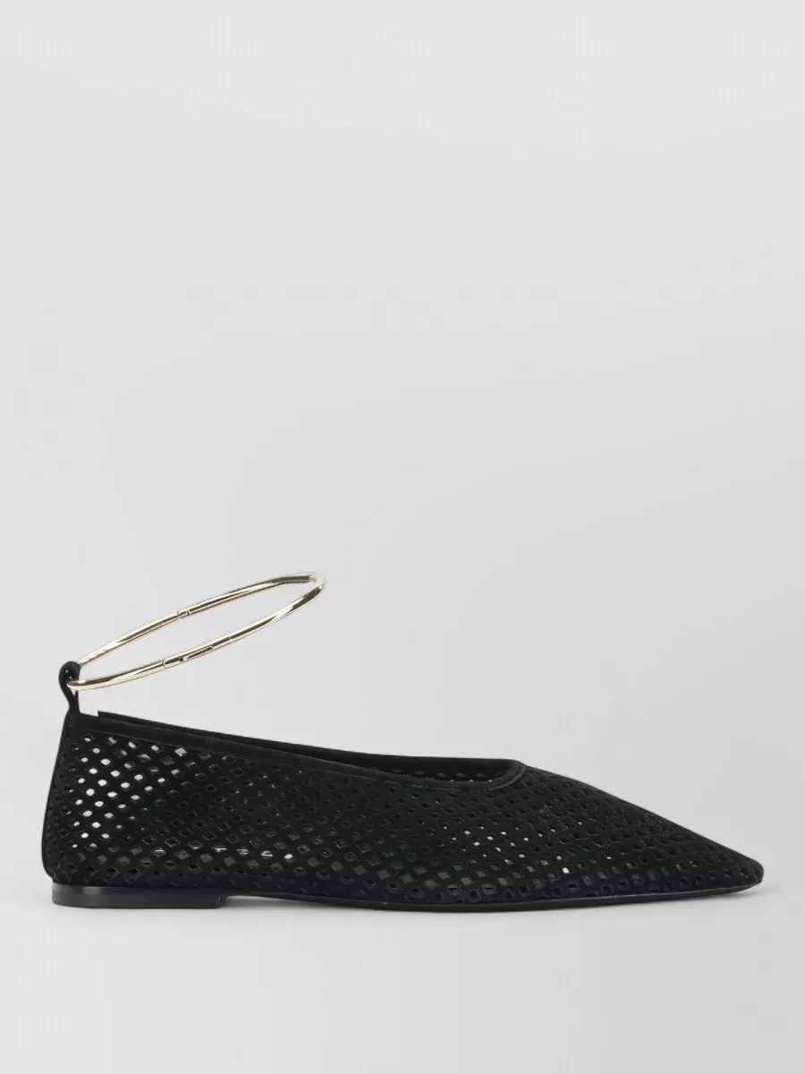 Jil Sander Perforated Suede Ballet Flats With Flat Sole