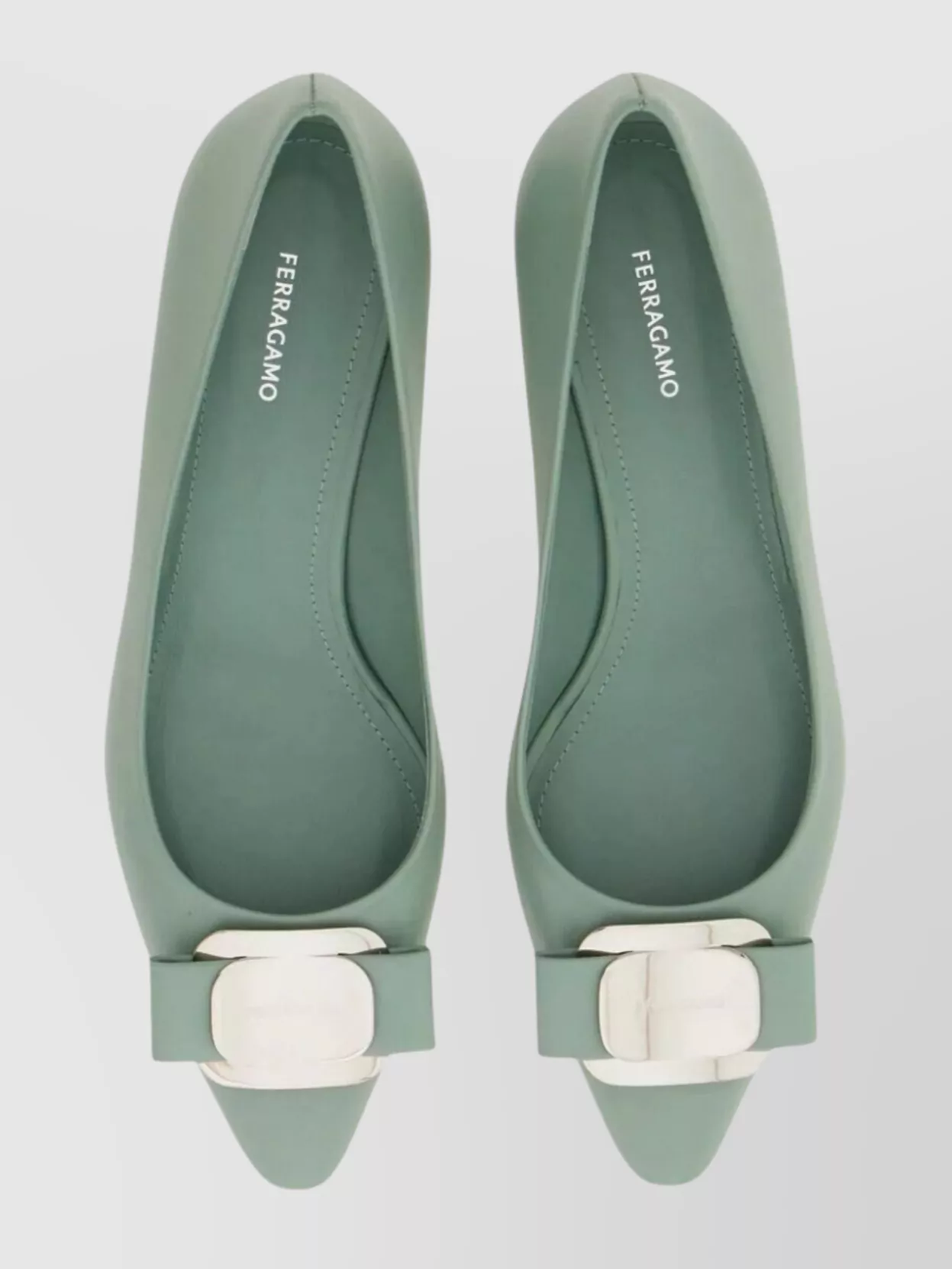 Ferragamo Zelma Pointed Toe Kitten Heel Pumps In Green