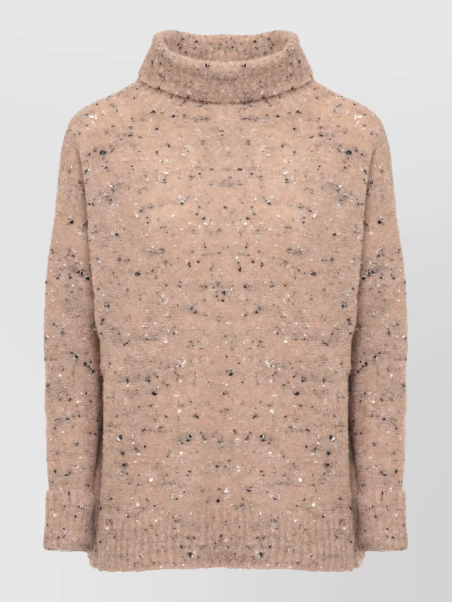D.exterior wool high neck long sleeve sweater