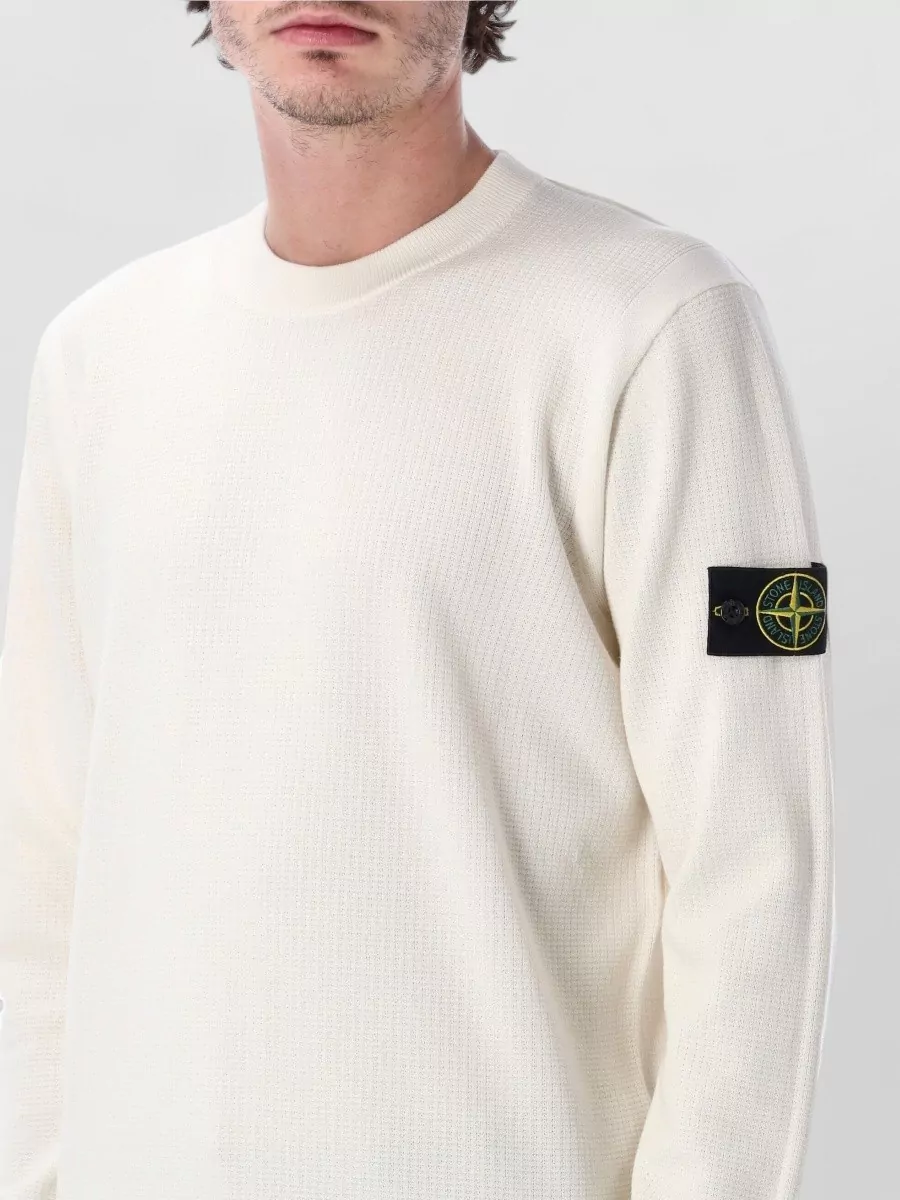 Stone Island Crew Neck Sweater Long Sleeves Ribbed Trims