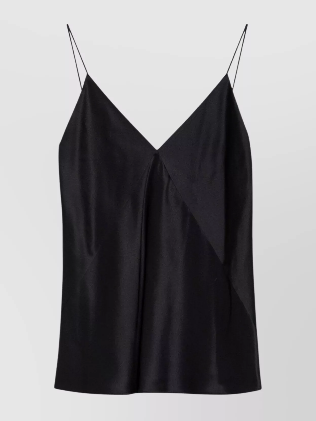 Max Mara Silk V-neck Sleeveless Top With Spaghetti Straps In Black