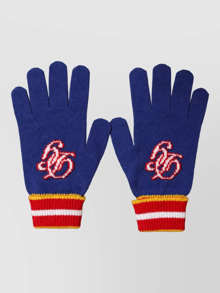 Dolce&Gabbana striped wool gloves