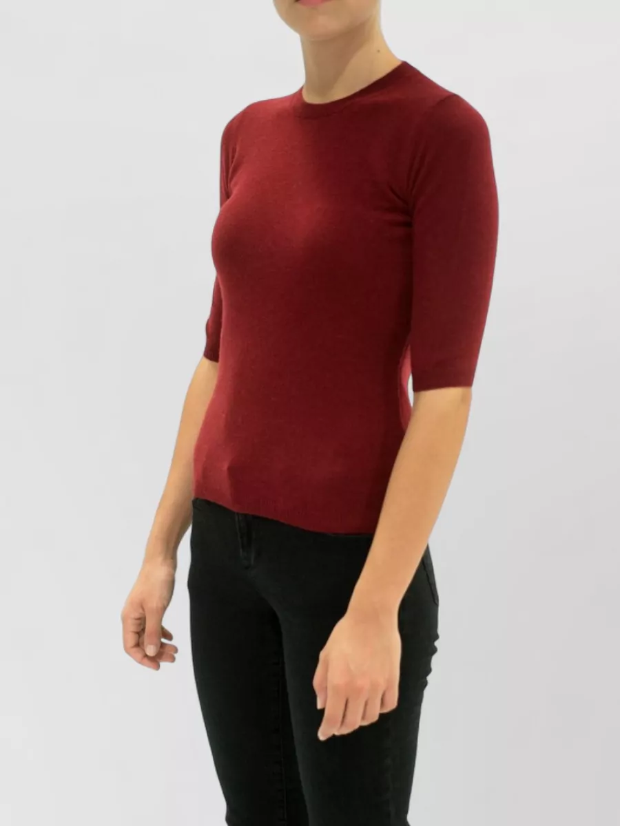La Rose Cashmere 3/4-Sleeve Knitted Top