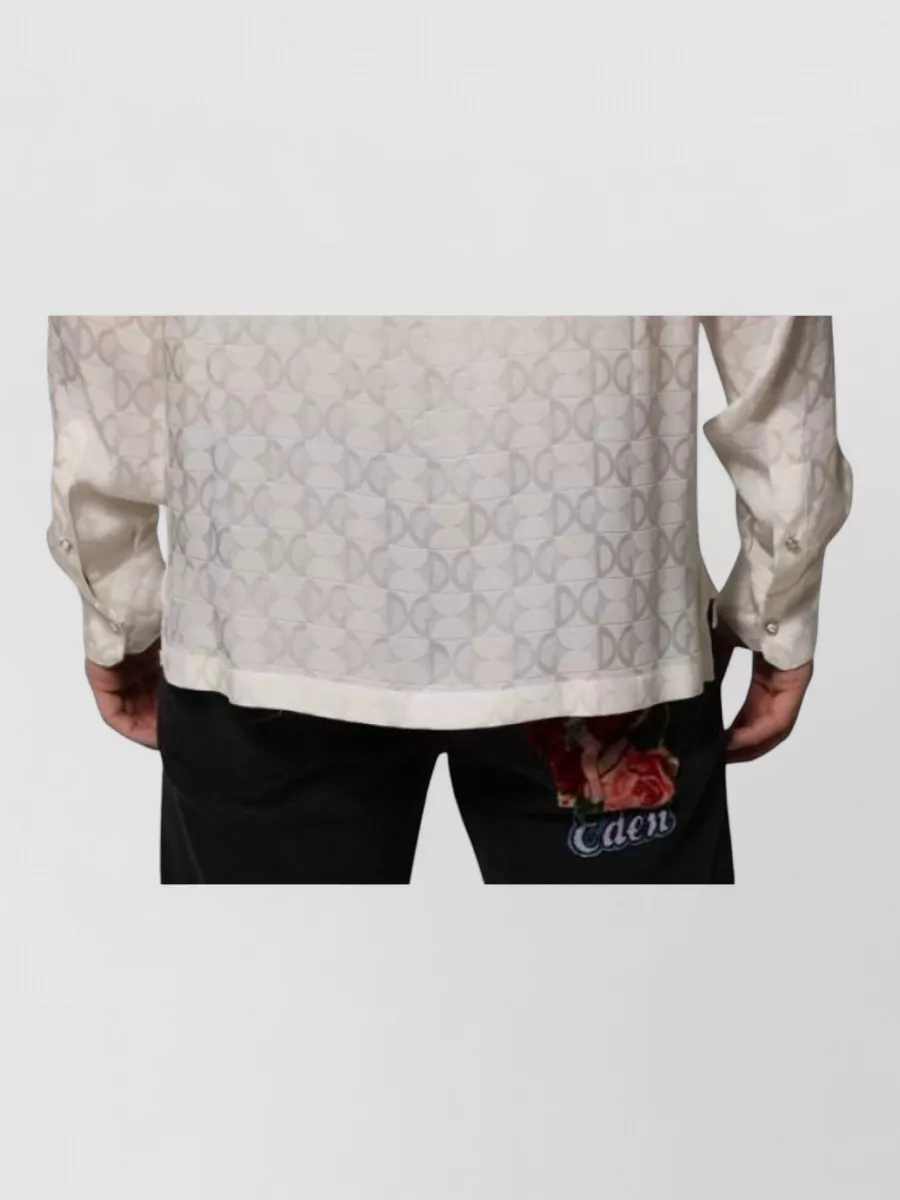 Dolce&Gabbana Silk Logo Print Long Sleeve Shirt