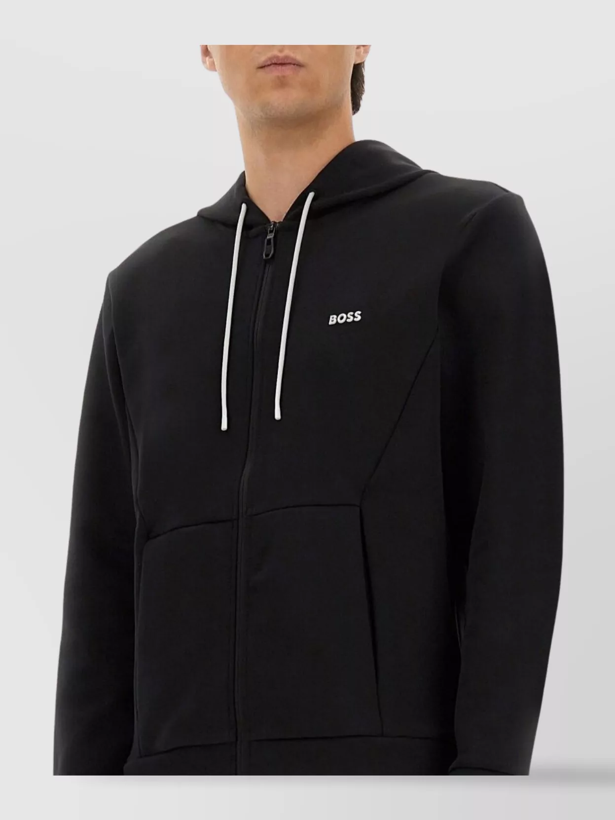 Boss Hooded Sweater With Drawstring And Ribbed Finish