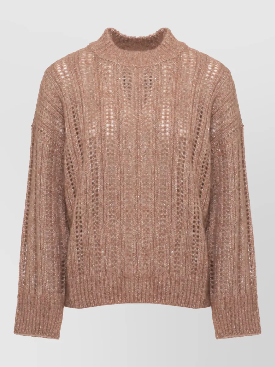 Peserico alpaca-blend perforated sequin crewneck sweater
