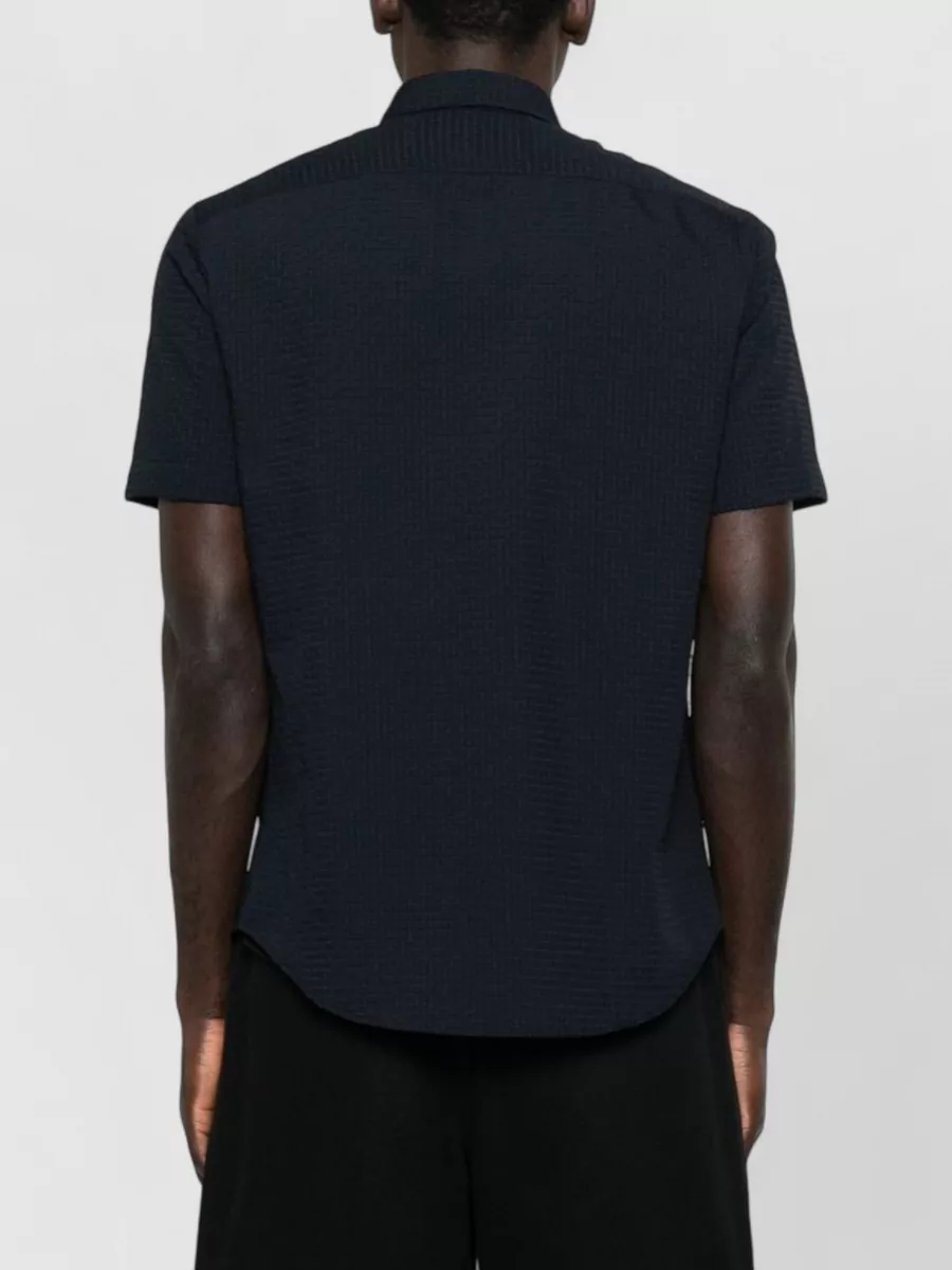 Emporio Armani Straight Cut Shirt Short Sleeves Textured Fabric