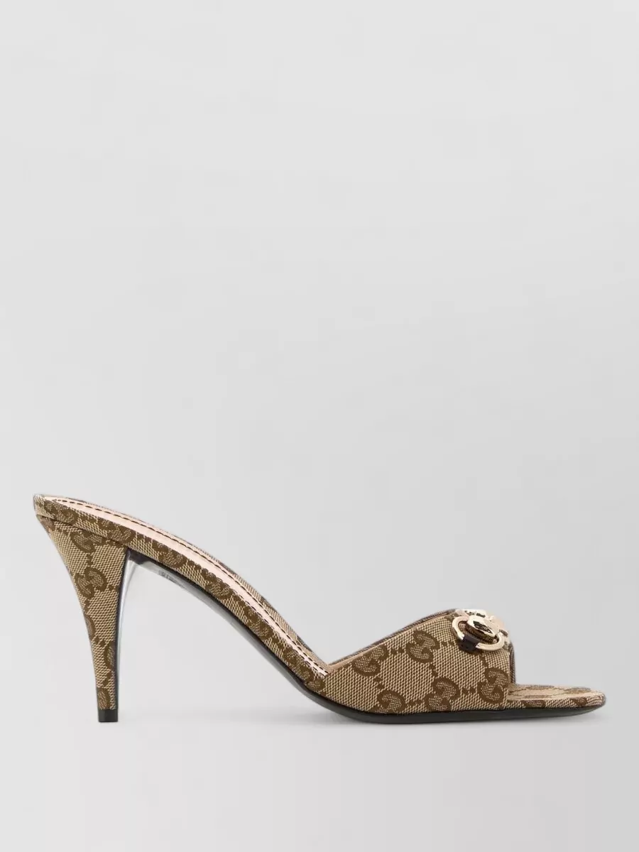 Gucci Logo-Print High-Heel Mules