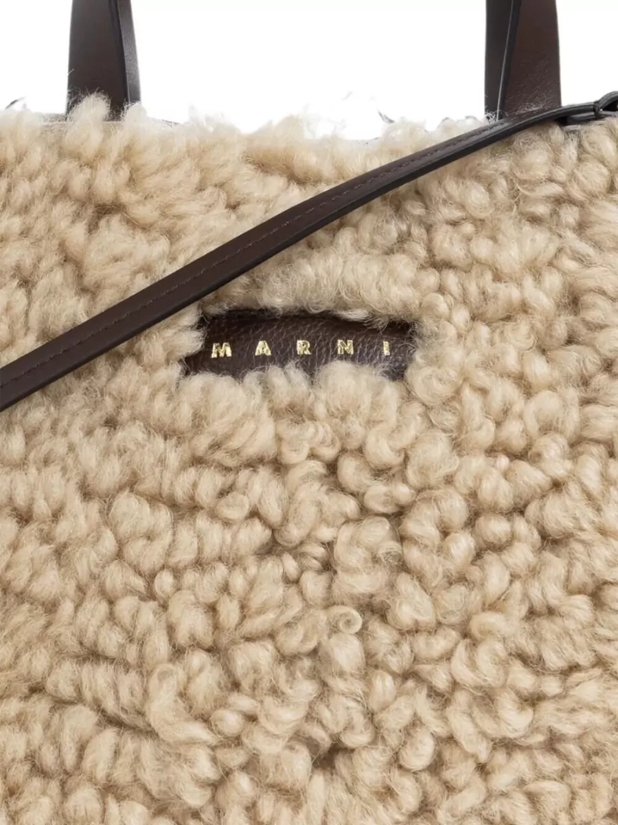 Marni Museo Shearling And Leather Tote Bag