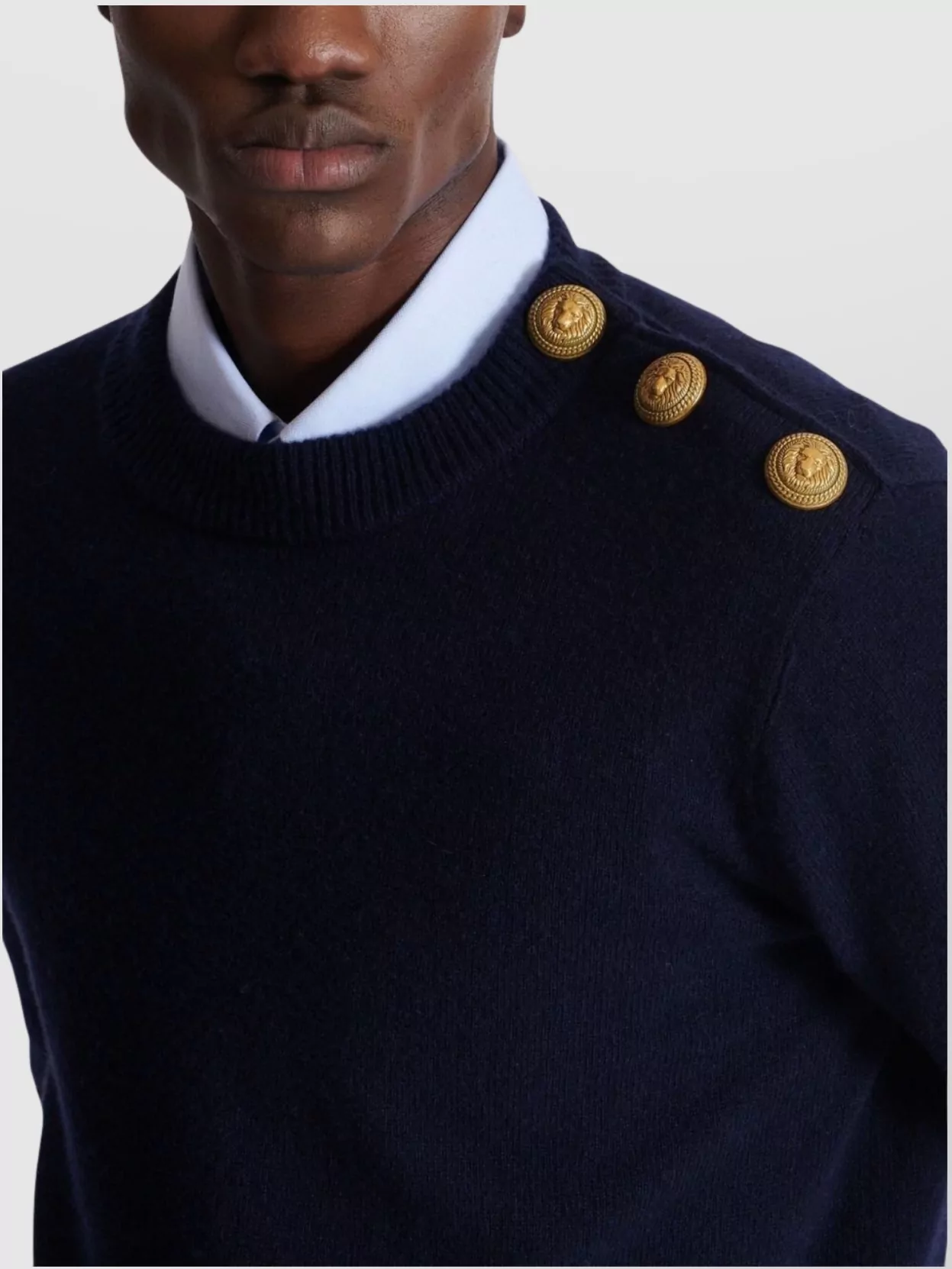 Balmain Crewneck Sweater With Ribbed Cuffs And Hem