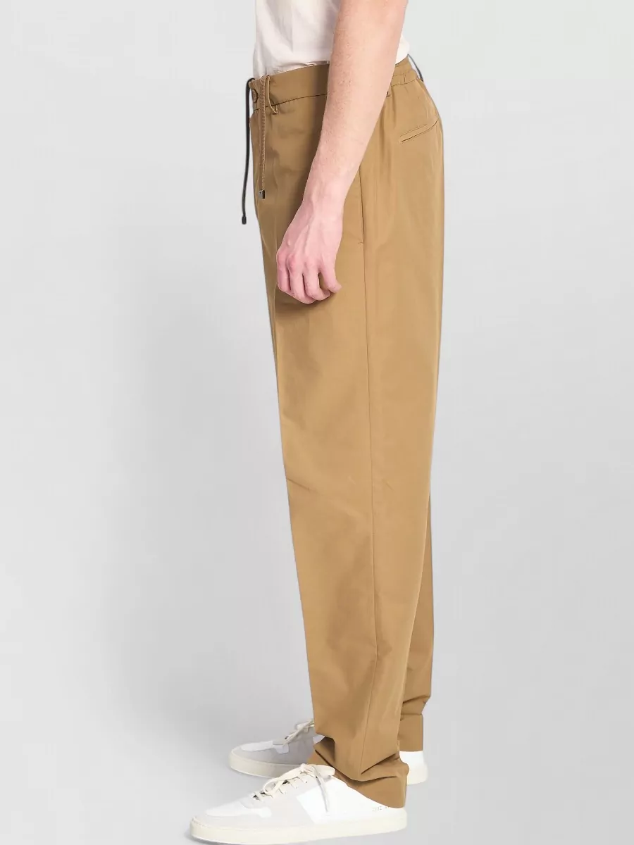 Moncler Straight Leg Drawstring Cotton Blend Trousers