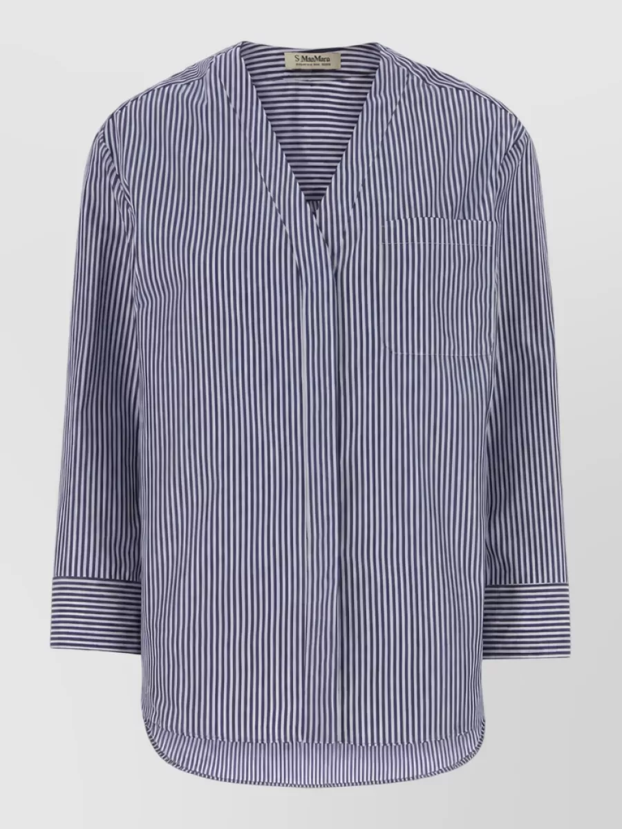 S Max Mara Striped V-Neck Shirt