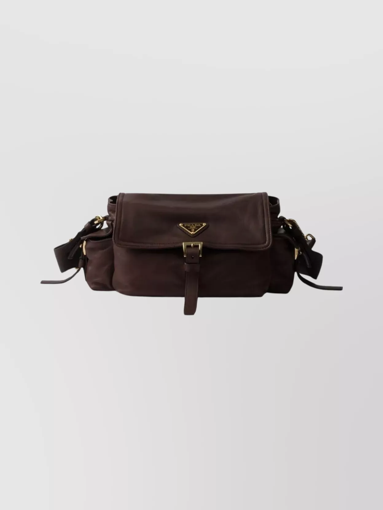 Prada Medium Nappa Leather Shoulder Bag Flap In Brown