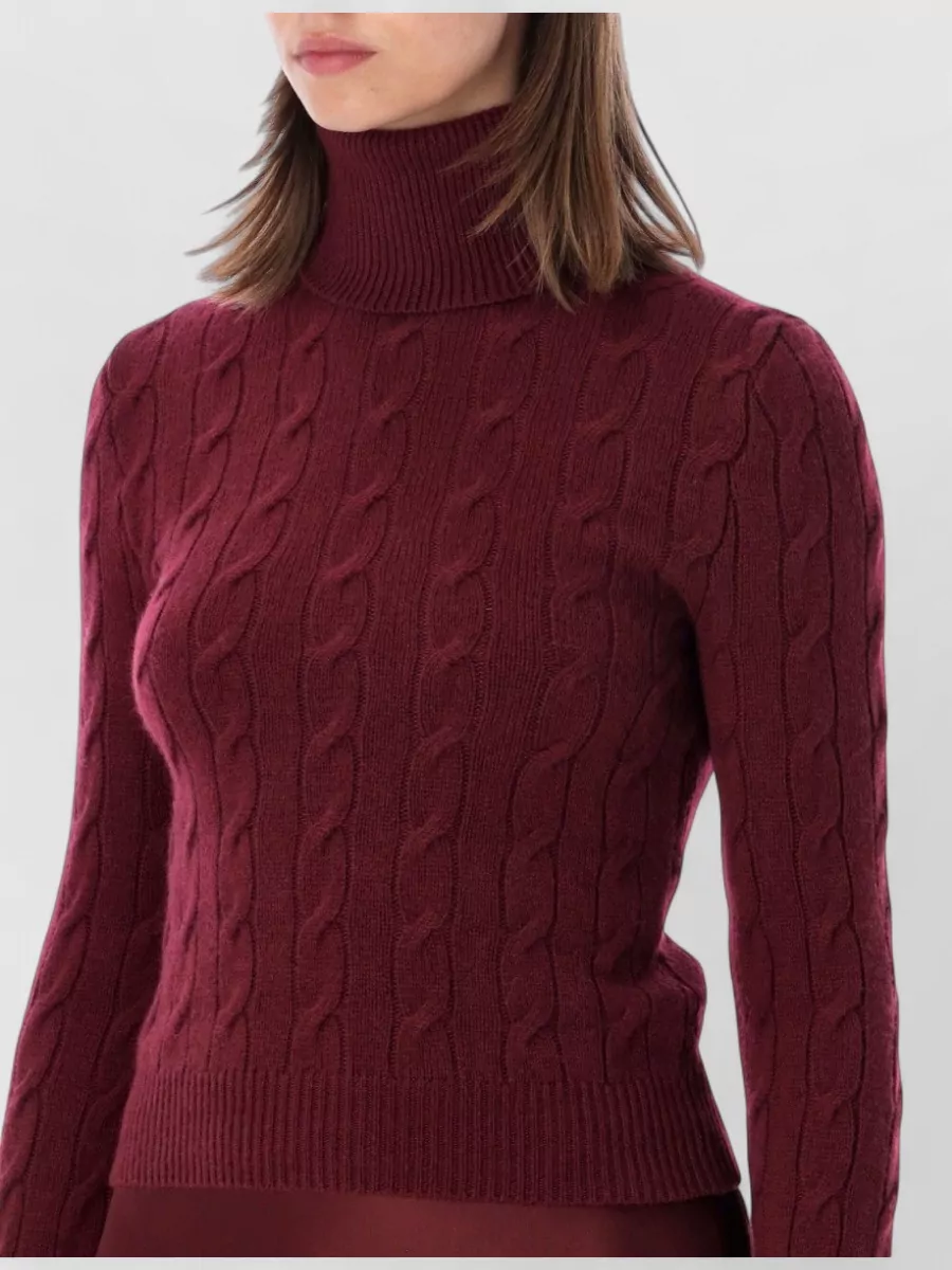 Ralph Lauren Cashmere Cable Knit Slim Fit Turtleneck Sweatshirt