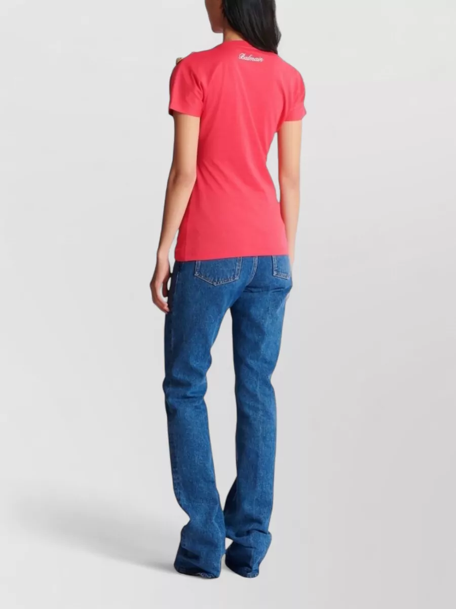 Balmain Crew Neck Nylon Silk Ruched Top