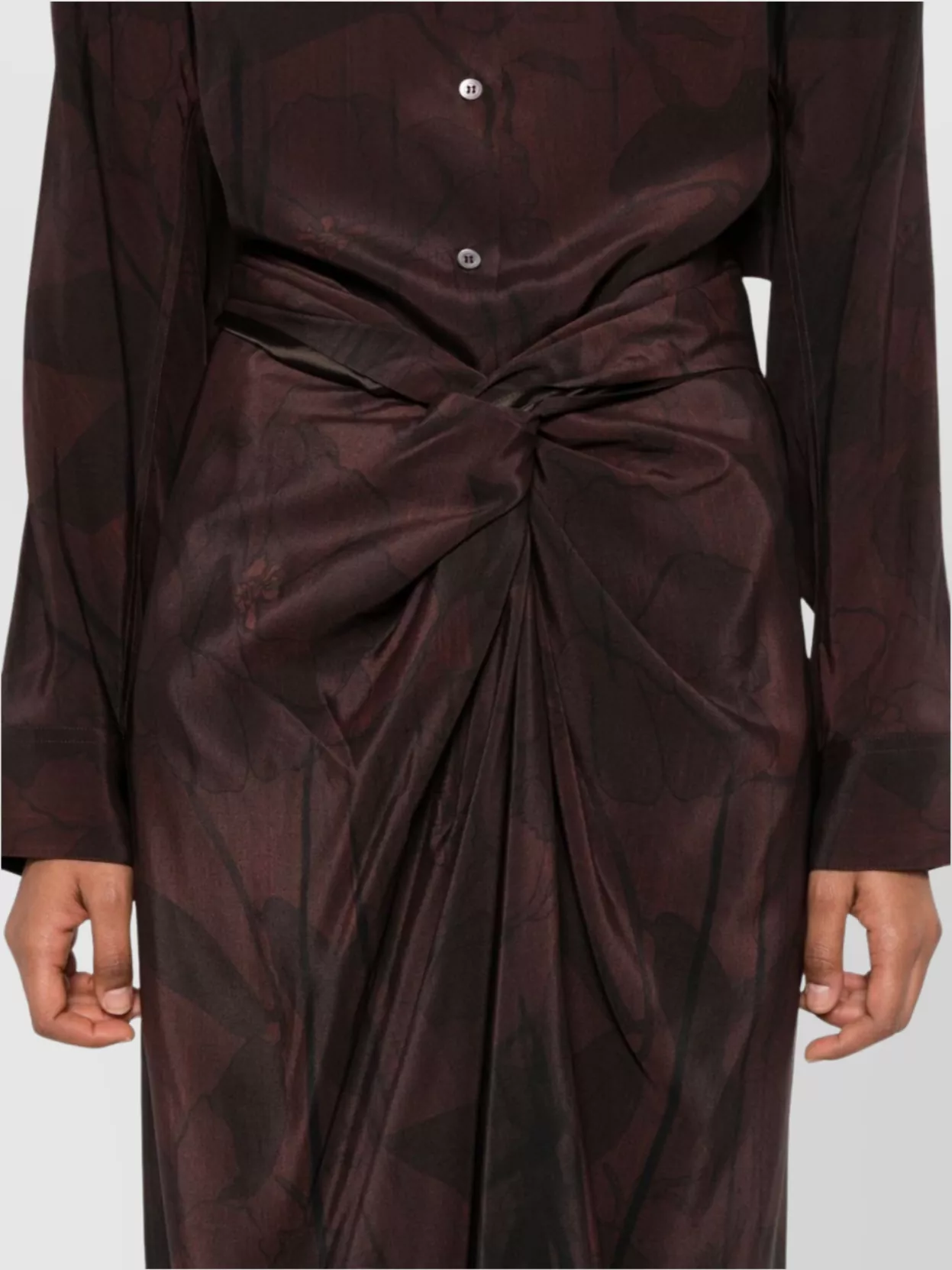 Dries Van Noten Draped Front Wrap Skirt With Floral Hem