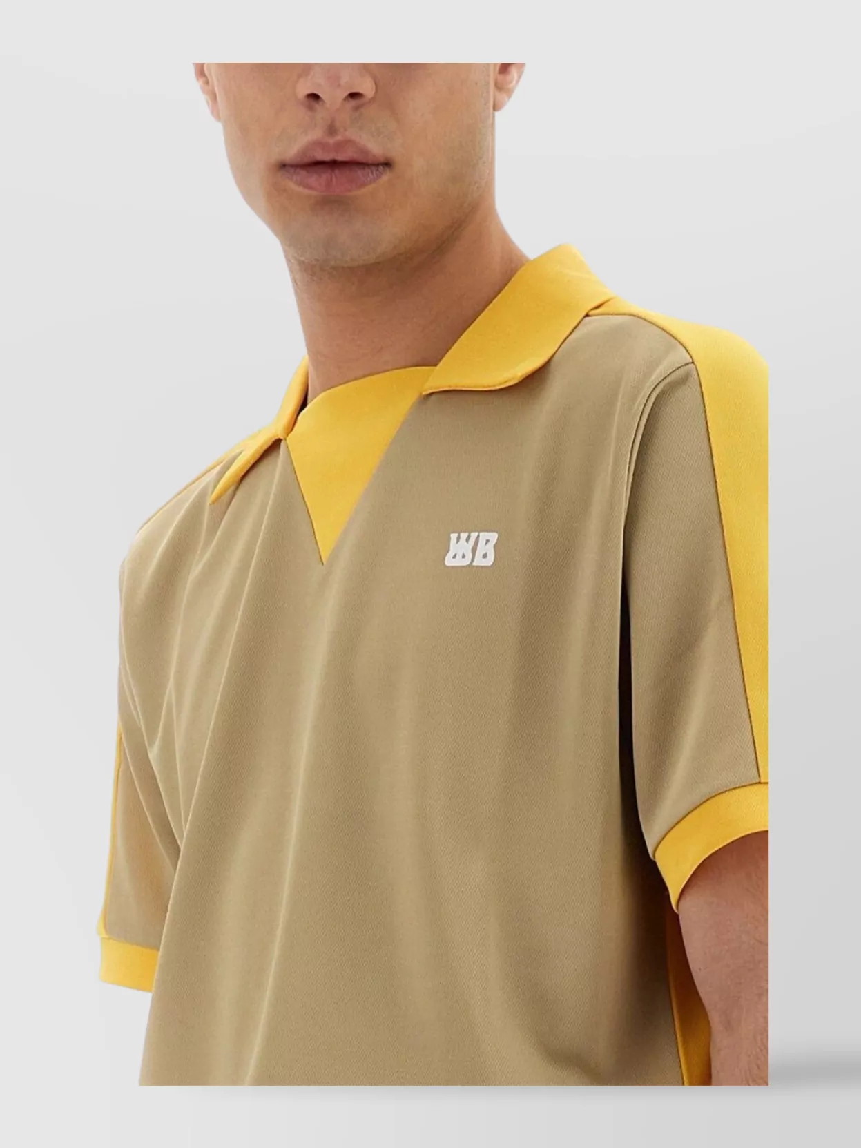 WALES BONNER COLLAR CONTRAST POLO SHIRT WITH ELASTIC WAISTBAND