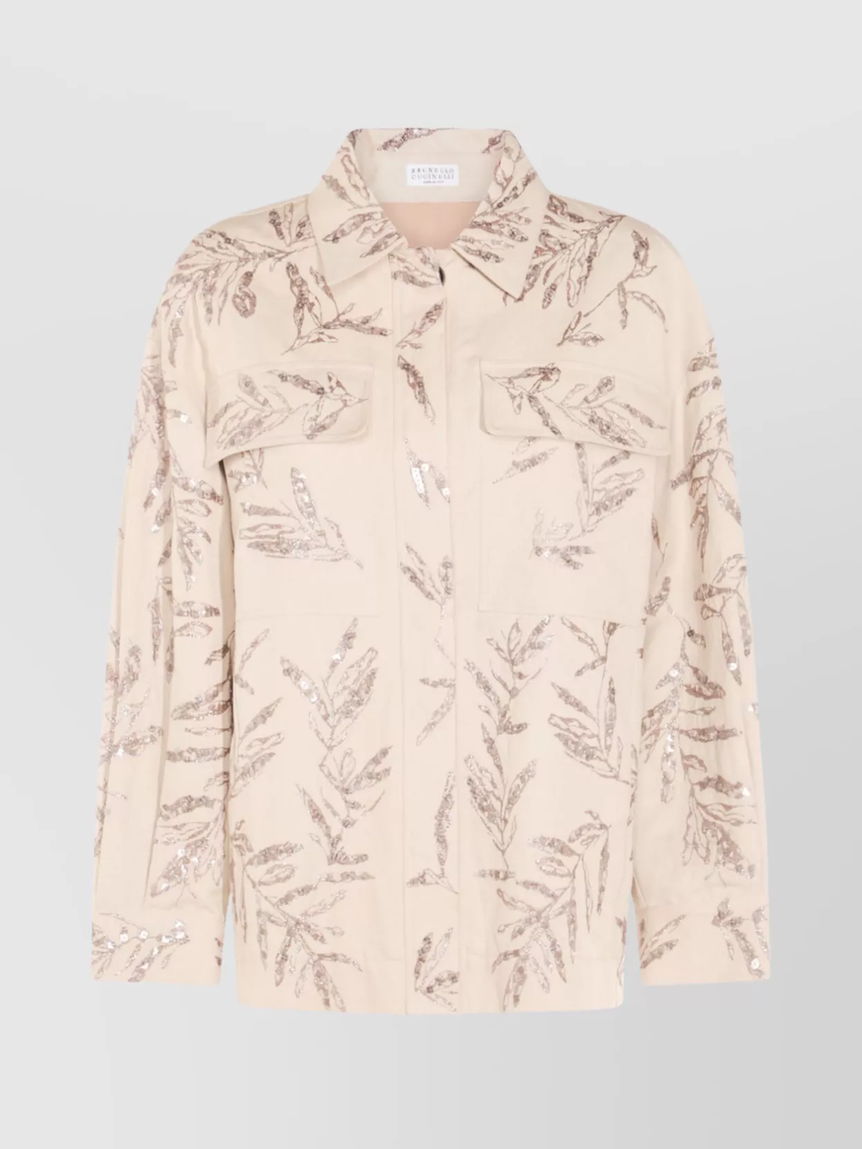 Brunello Cucinelli Sequin Embellished Casual Top With Buttoned Cuffs