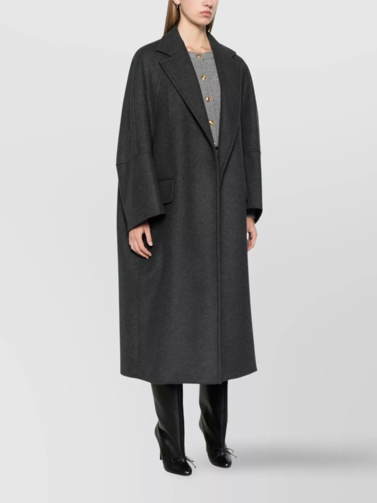 Shop Max Mara Calf-length Wool Coat Mélange Effect