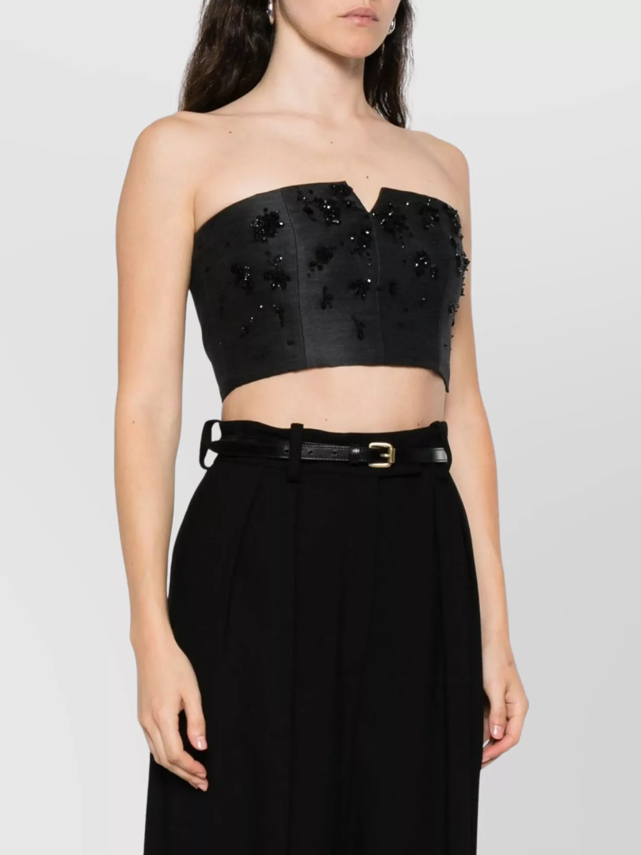 Alberta Ferretti Strapless Cropped Top Fitted Silhouette In Black