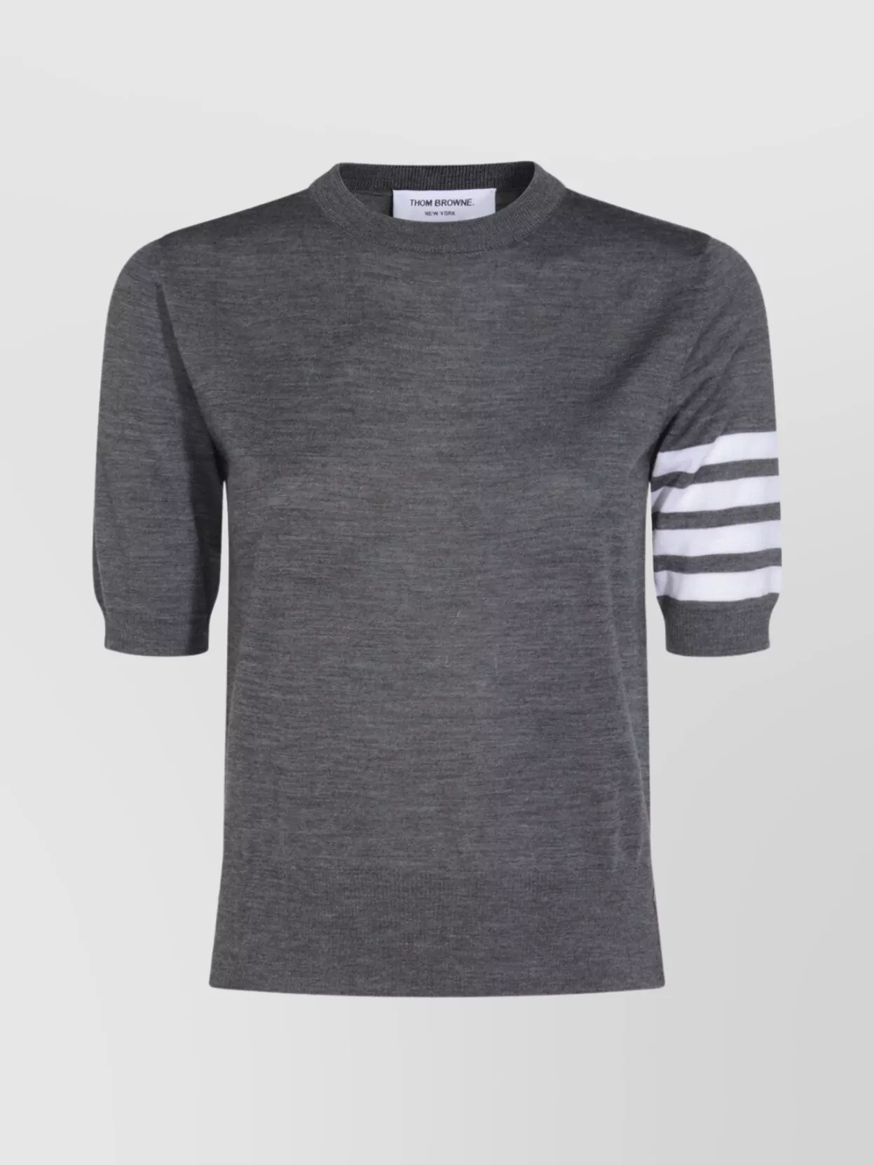 Thom Browne Ribbed Crewneck Button Detail