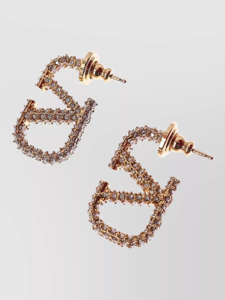 Valentino Garavani Crystal-Embellished Logo Stud Earrings