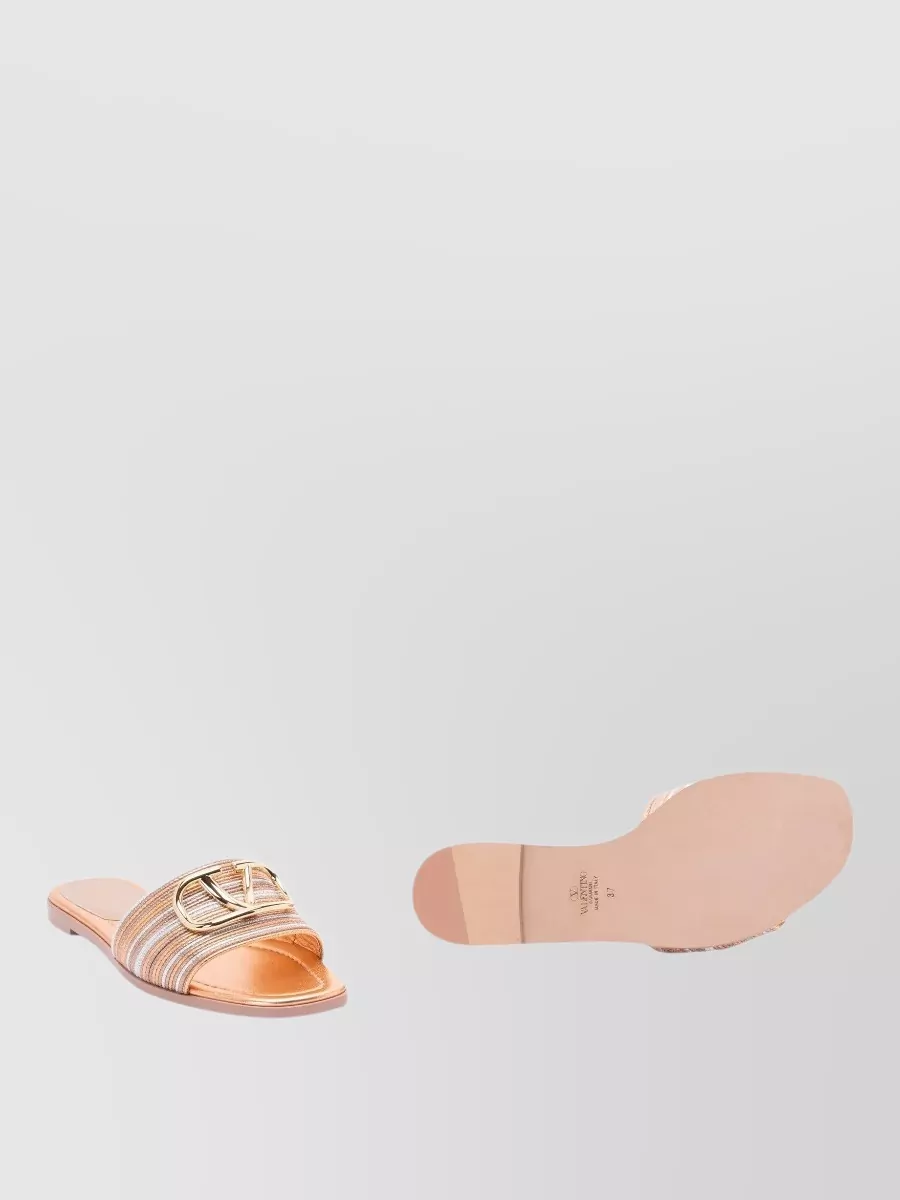 Valentino Shearling Logo-Stripe Slides