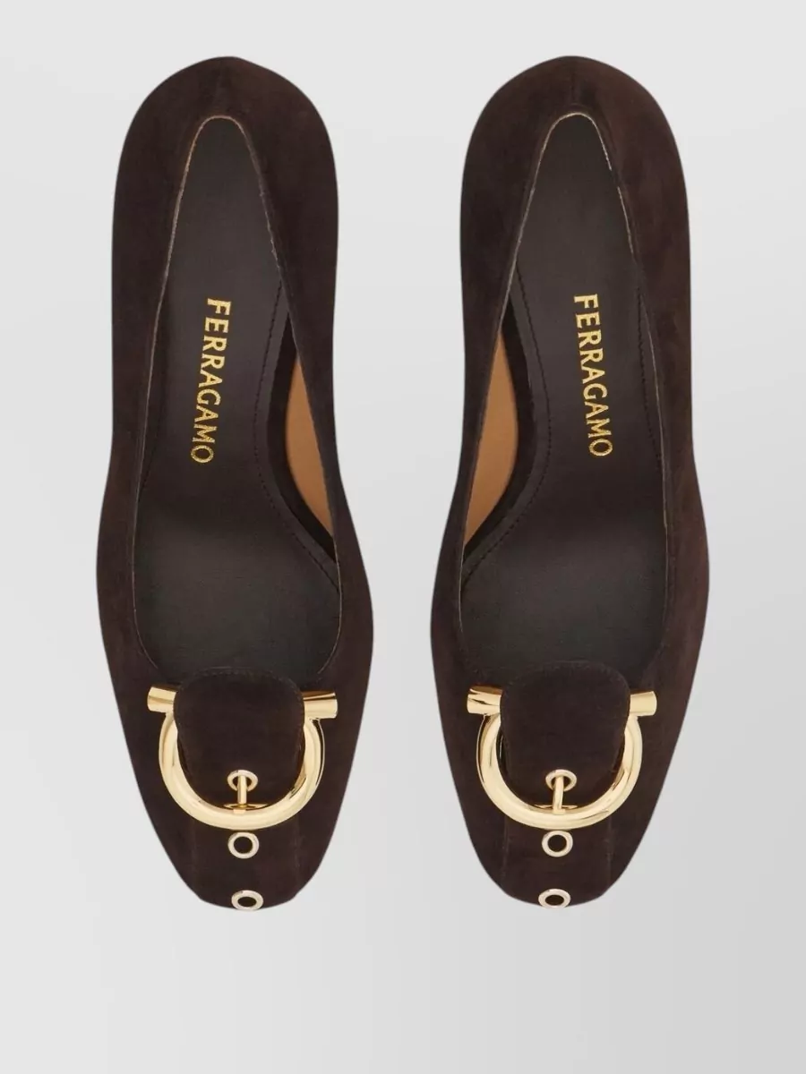 Ferragamo Leather Block Heel Pumps