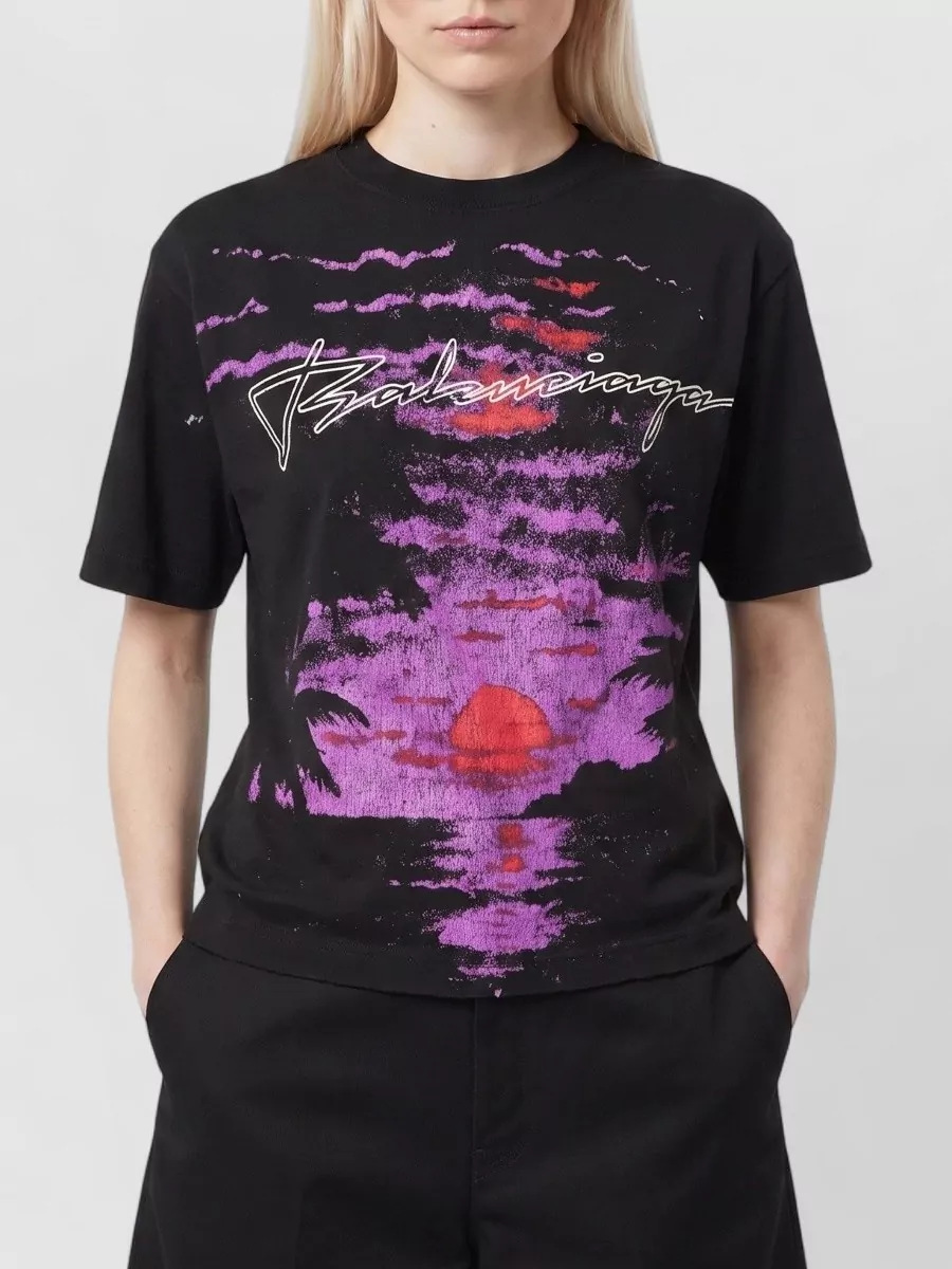 Balenciaga cotton ribbed-crew-neck short-sleeve printed t-shirt