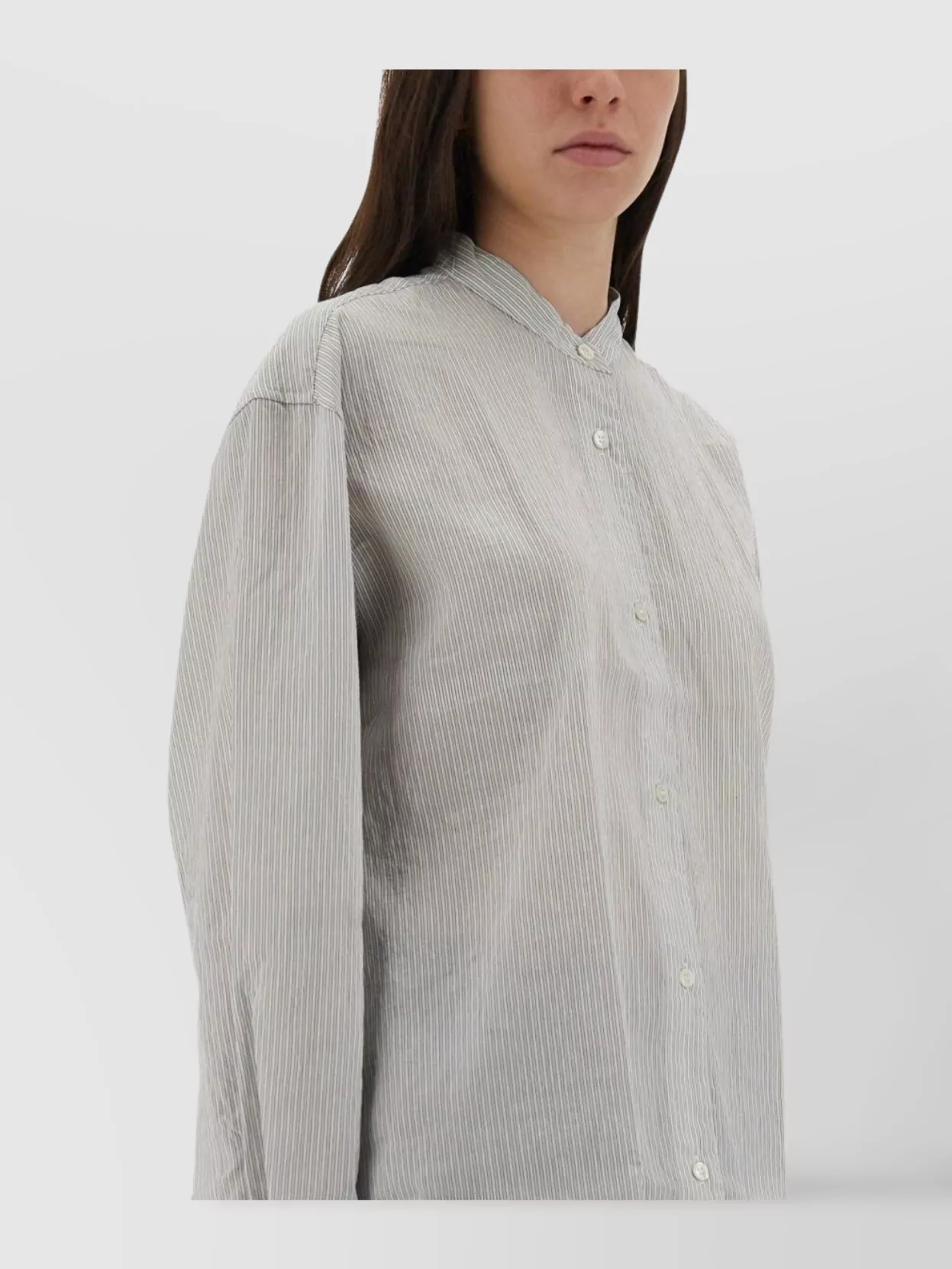 Studio Nicholson Striped Long Sleeve Top With Curved Hem