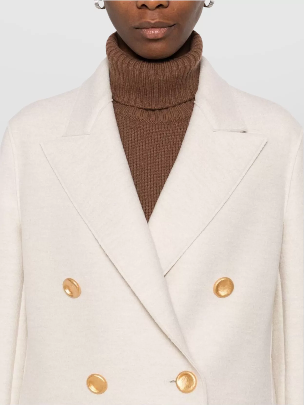 Harris Wharf London Double-Breasted Gold Buttoned Coat