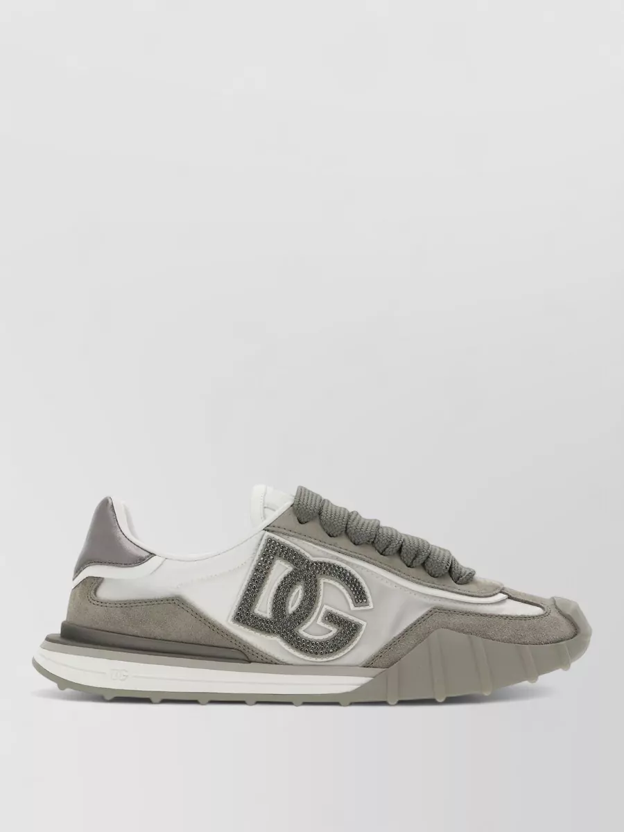 Dolce&Gabbana Leather And Nylon Rhinestone Low-Top Sneakers