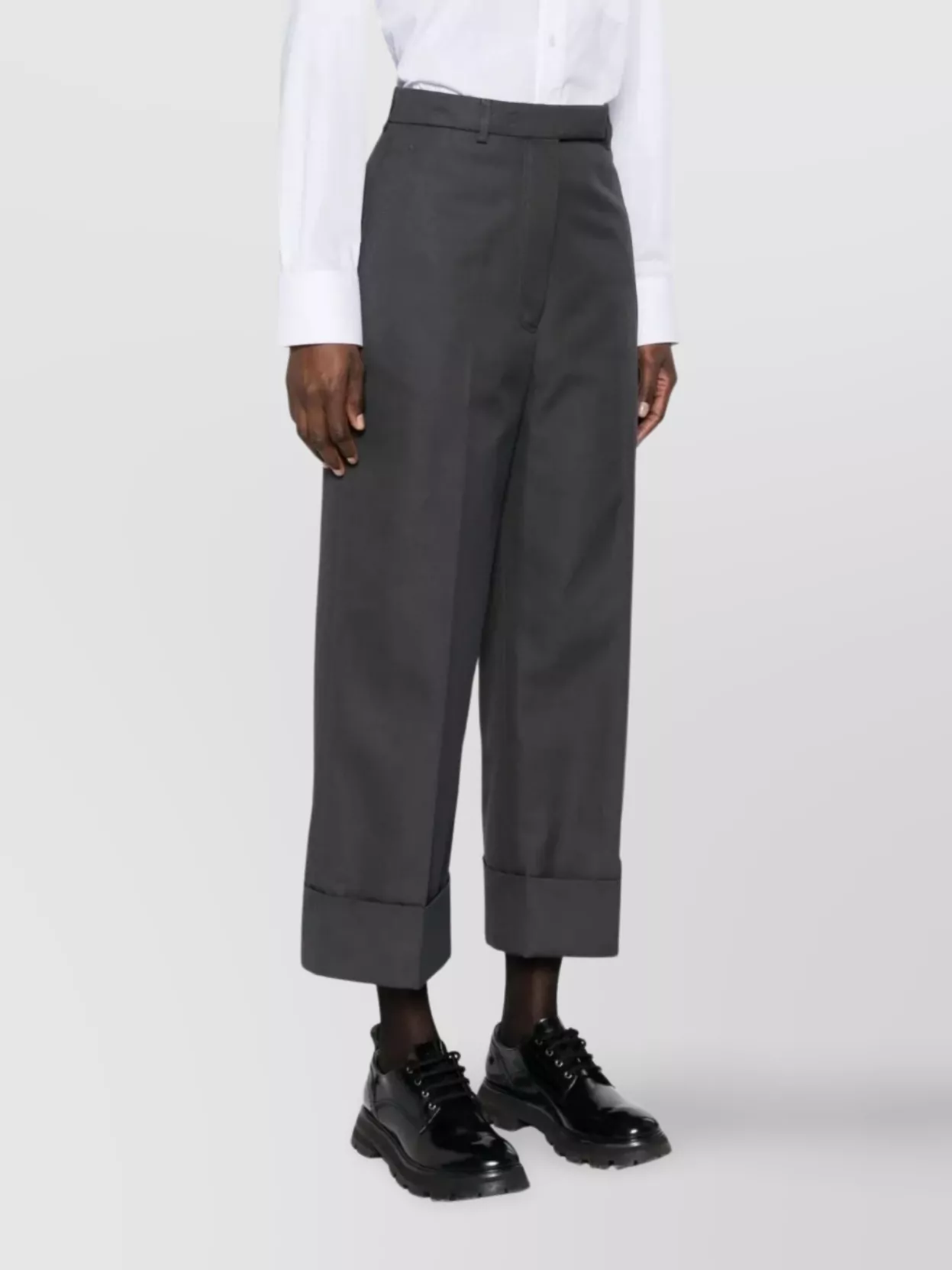 Thom Browne High-waisted Canvas Trousers In Black