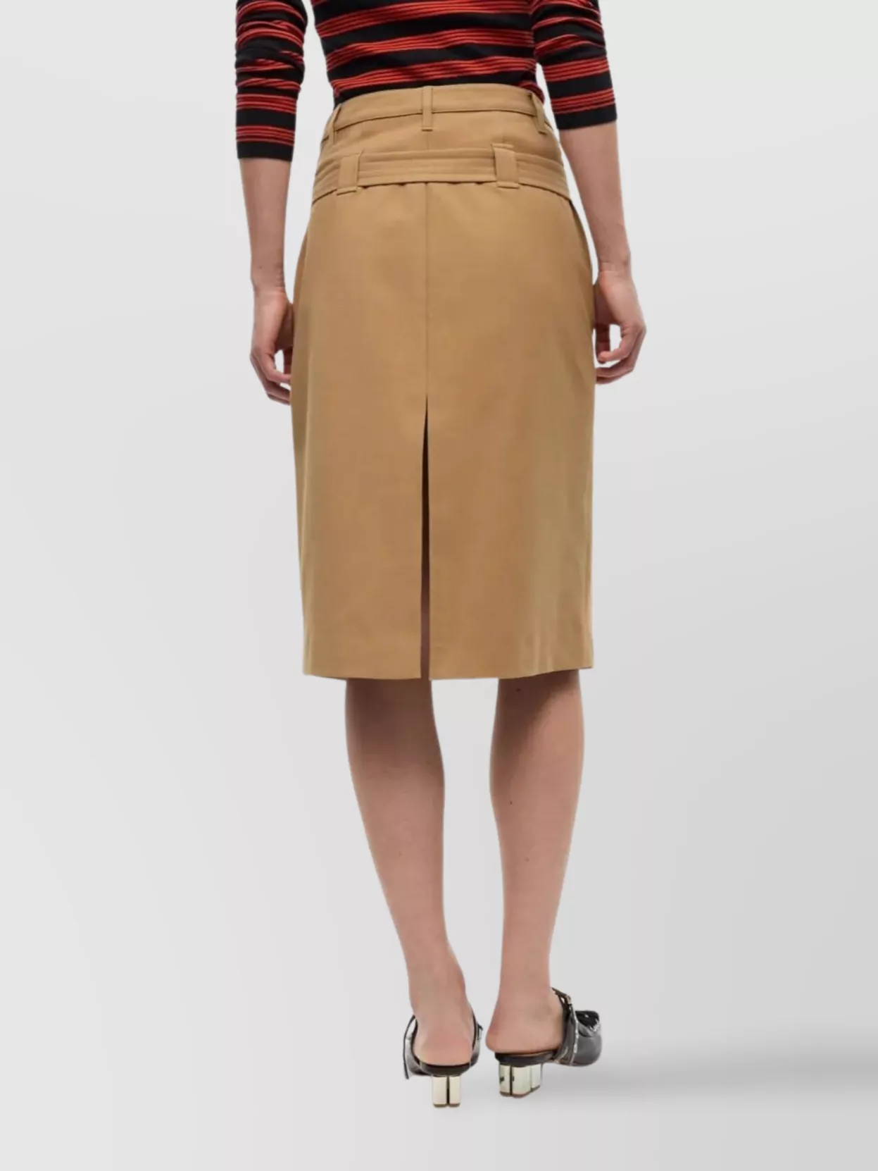 Ganni High Waist Midi Skirt And Belt