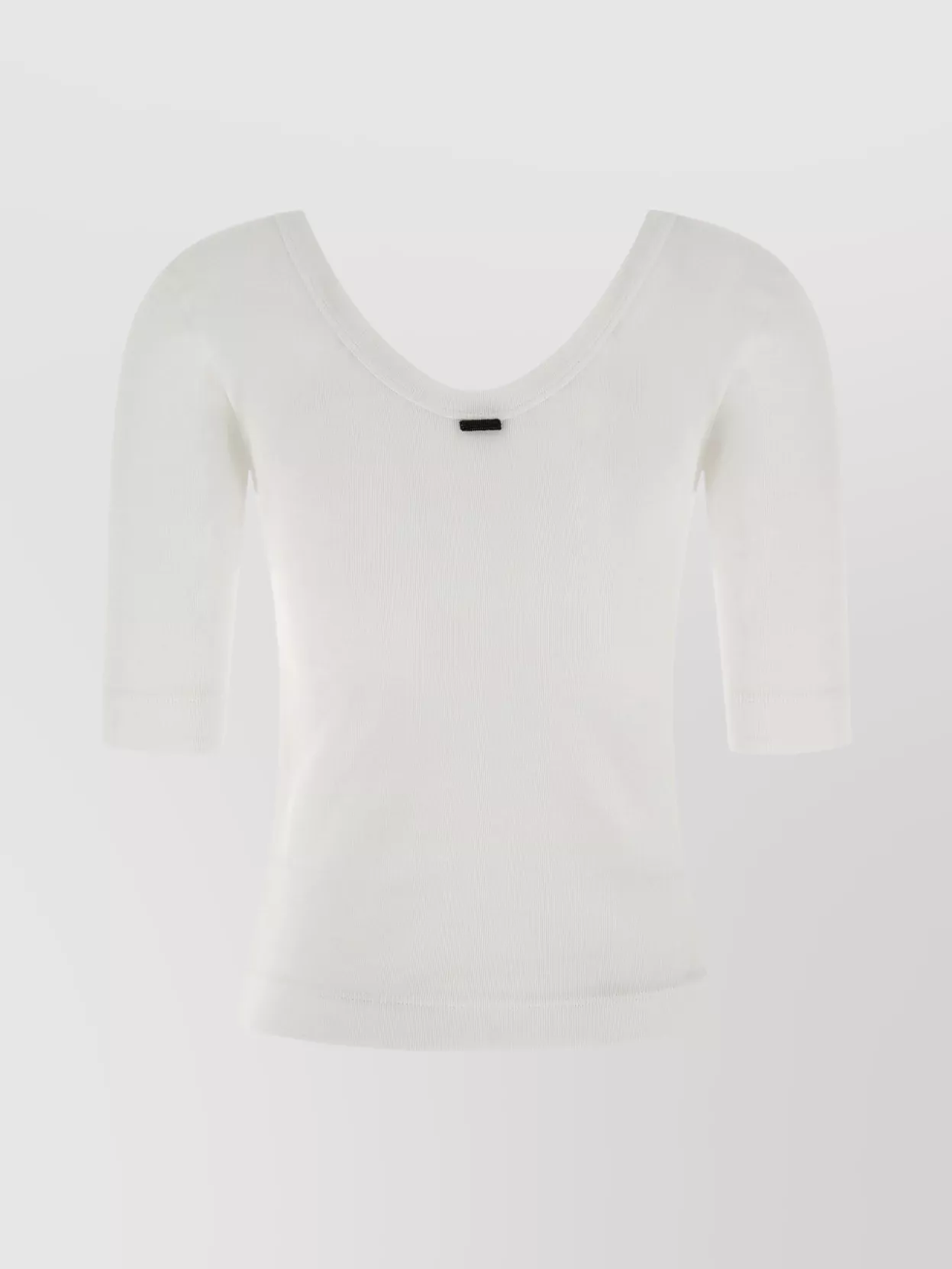 Brunello Cucinelli White U-neck T-shirt With Back Monil Detail In Cotton Woman In White
