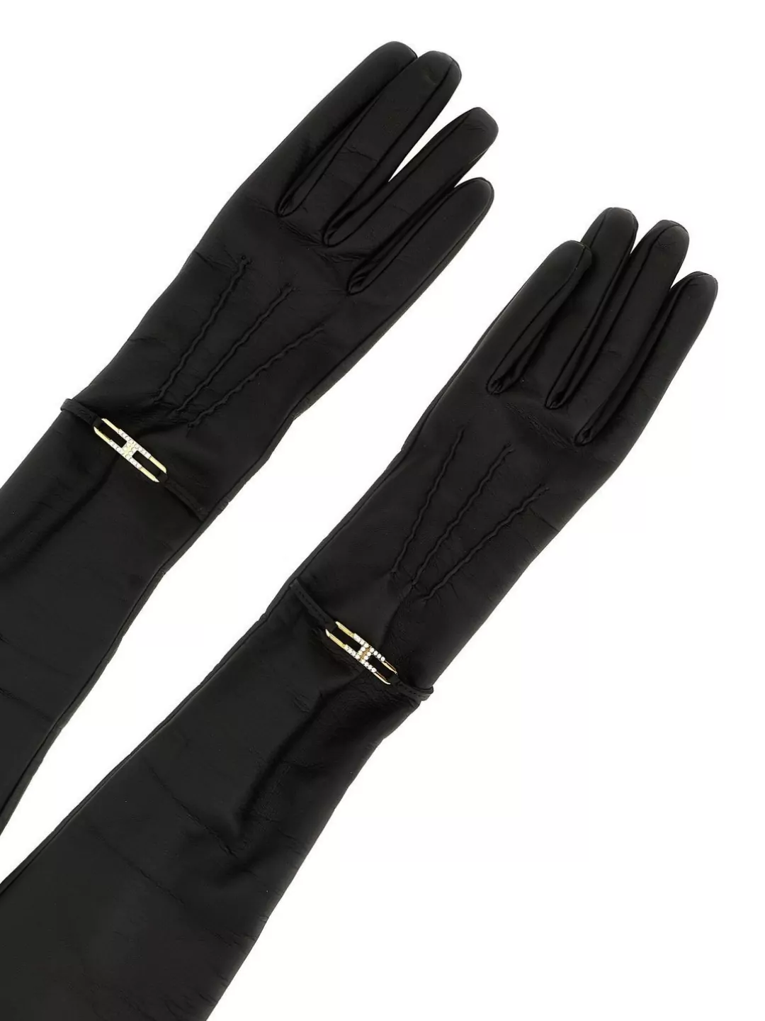 Elisabetta Franchi Extended Nappa Leather Gloves Featuring Buttons