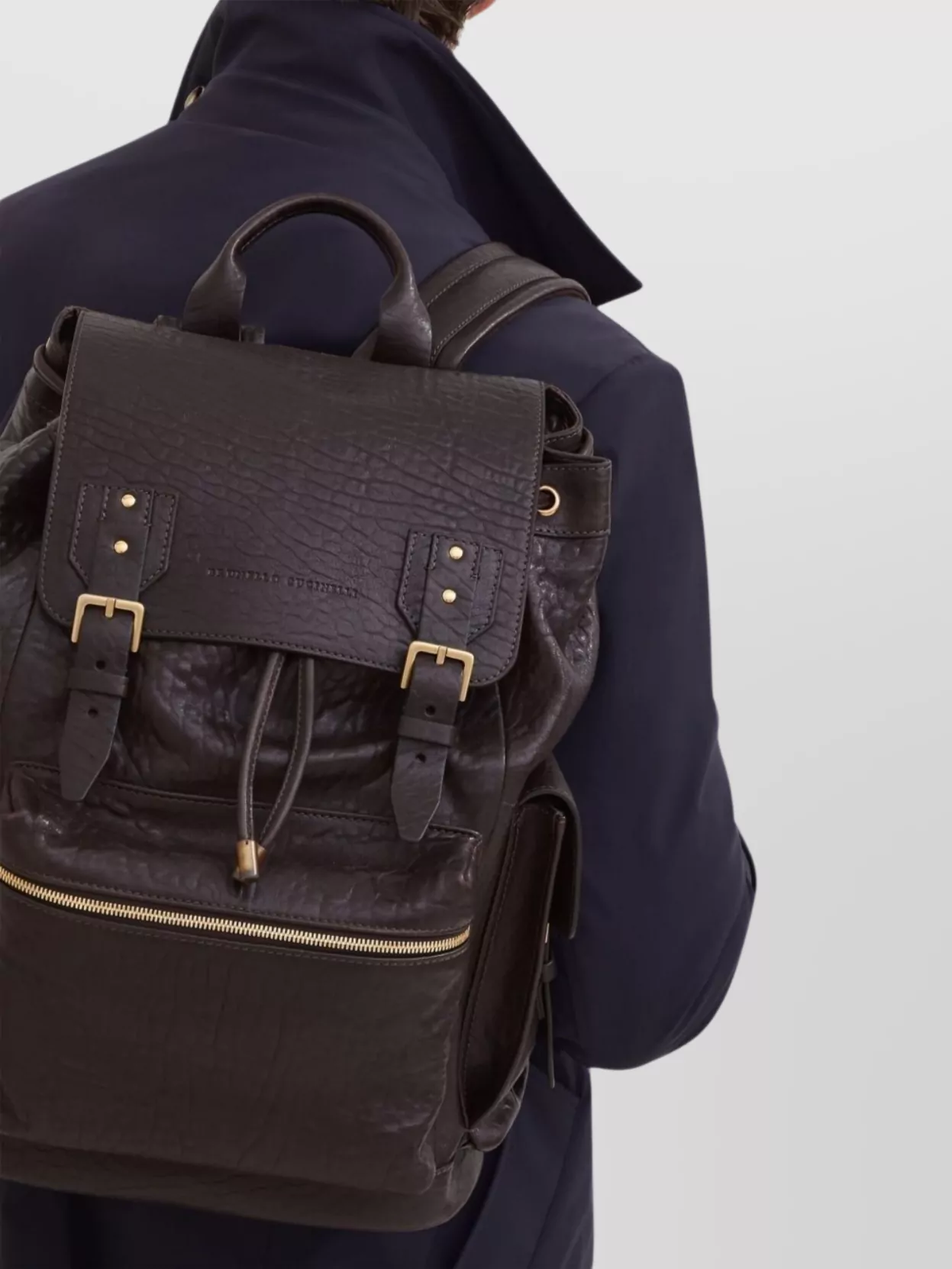 Brunello Cucinelli Leather Backpack Adjustable Straps