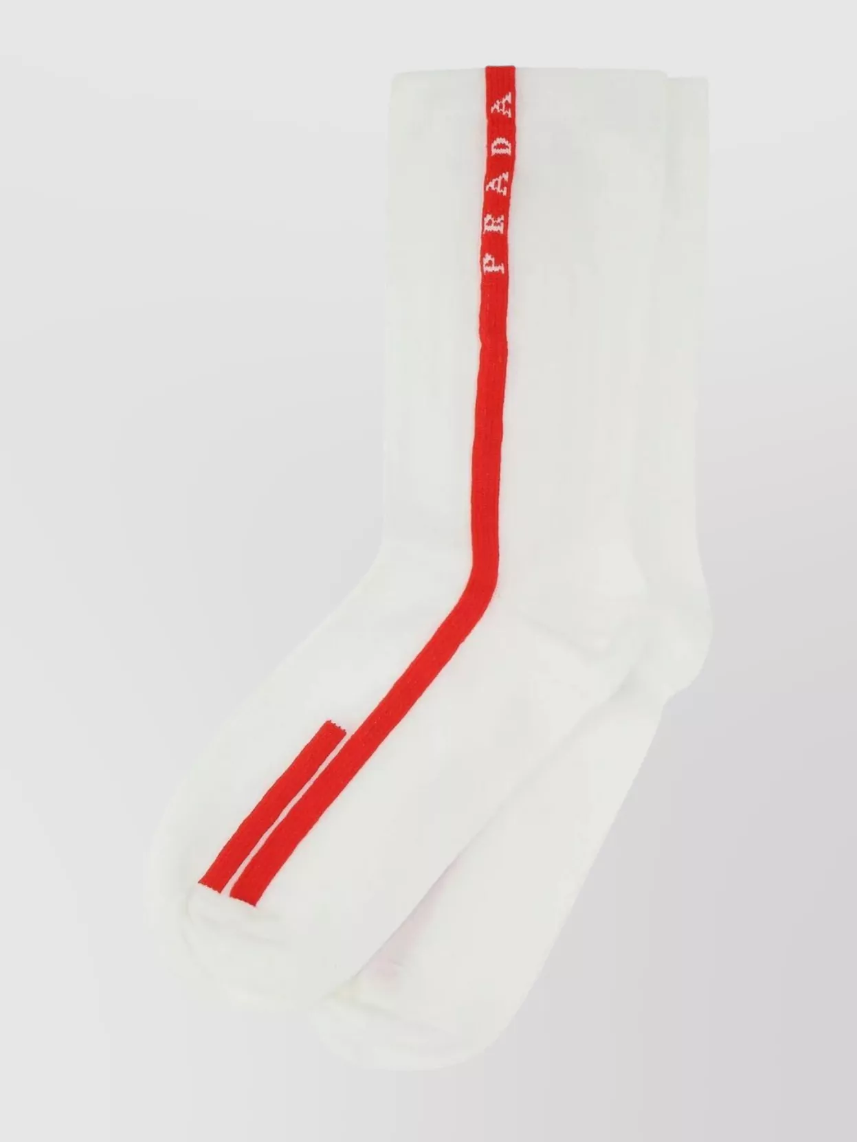 PRADA POLYESTER SOCKS WITH EMBROIDERED SIDES AND RIBBED CUFFS