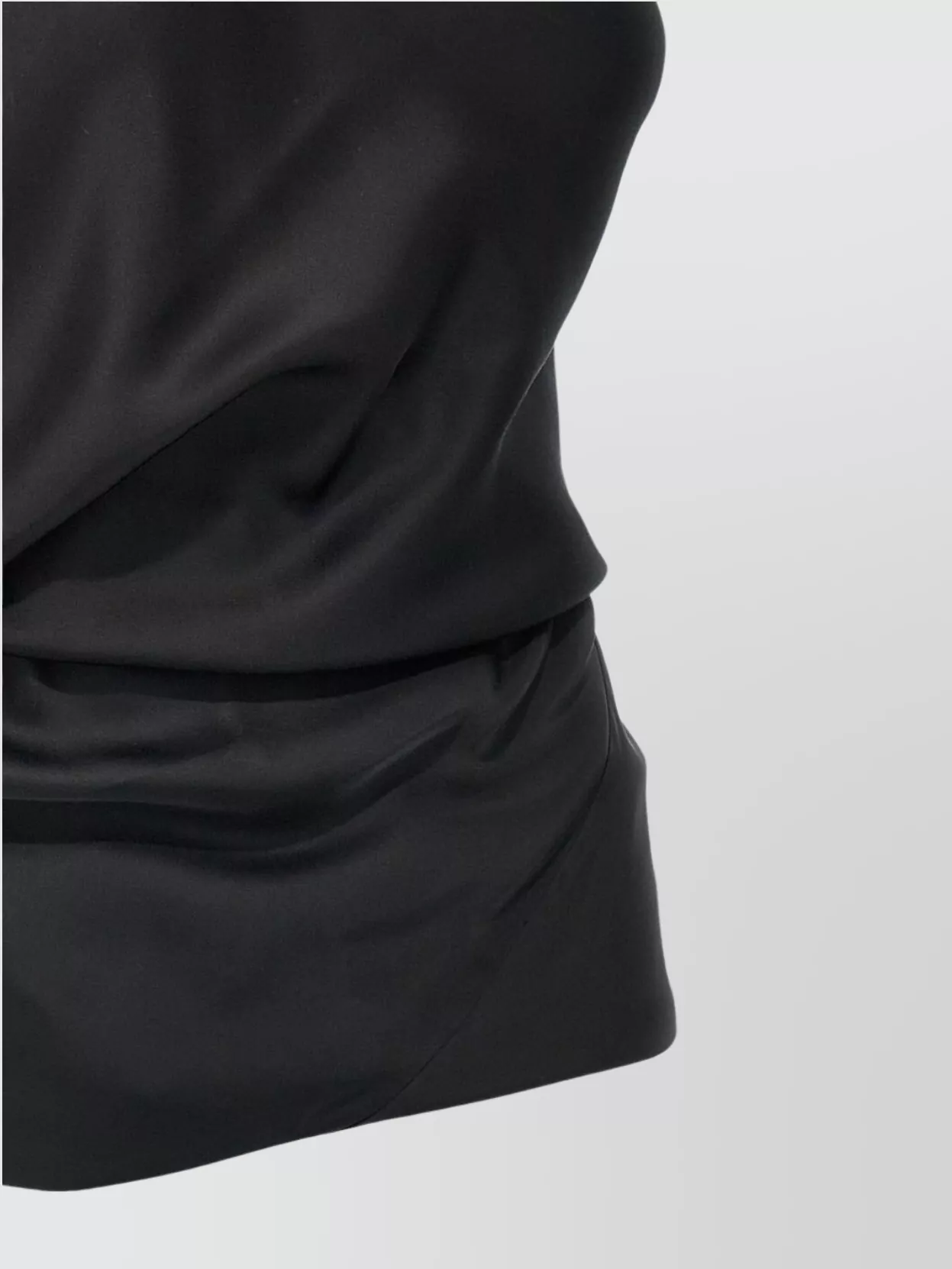 Rick Owens Asymmetrical Draped One Shoulder Satin Curls In Black