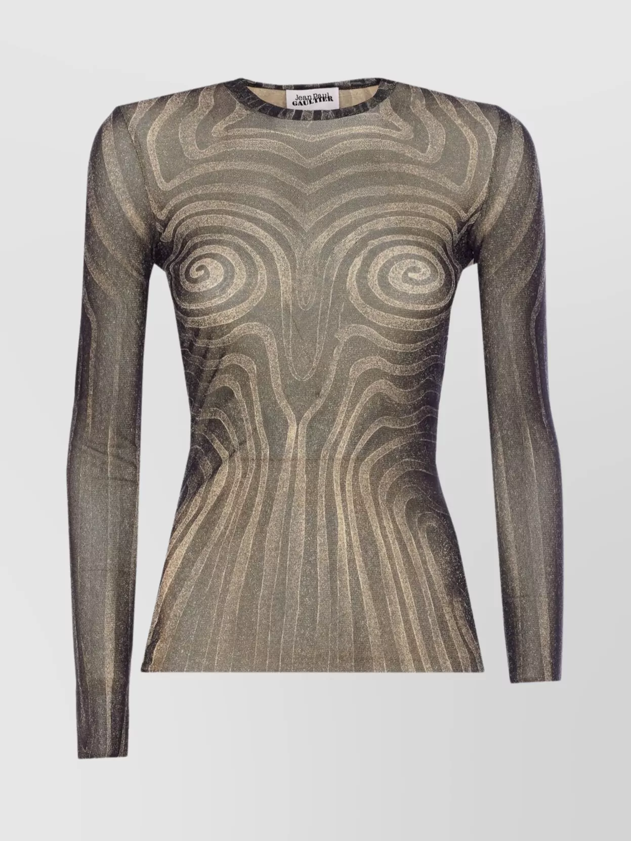 Jean Paul Gaultier Mesh Top With Geometric Pattern And Spiral Print